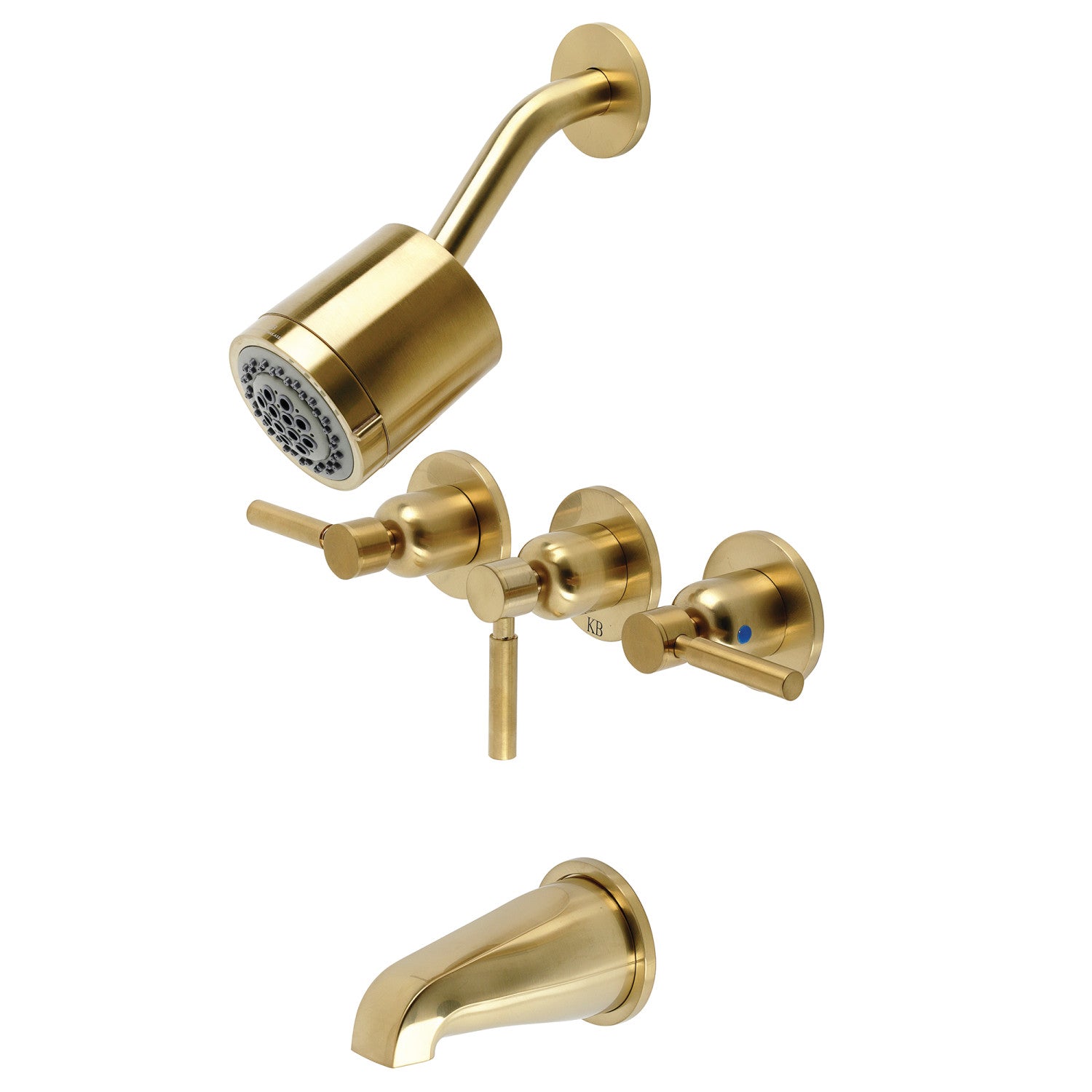 Kingston Sona KBX8137DL - Robinet de baignoire et de douche à triple poignée Concord, laiton brossé