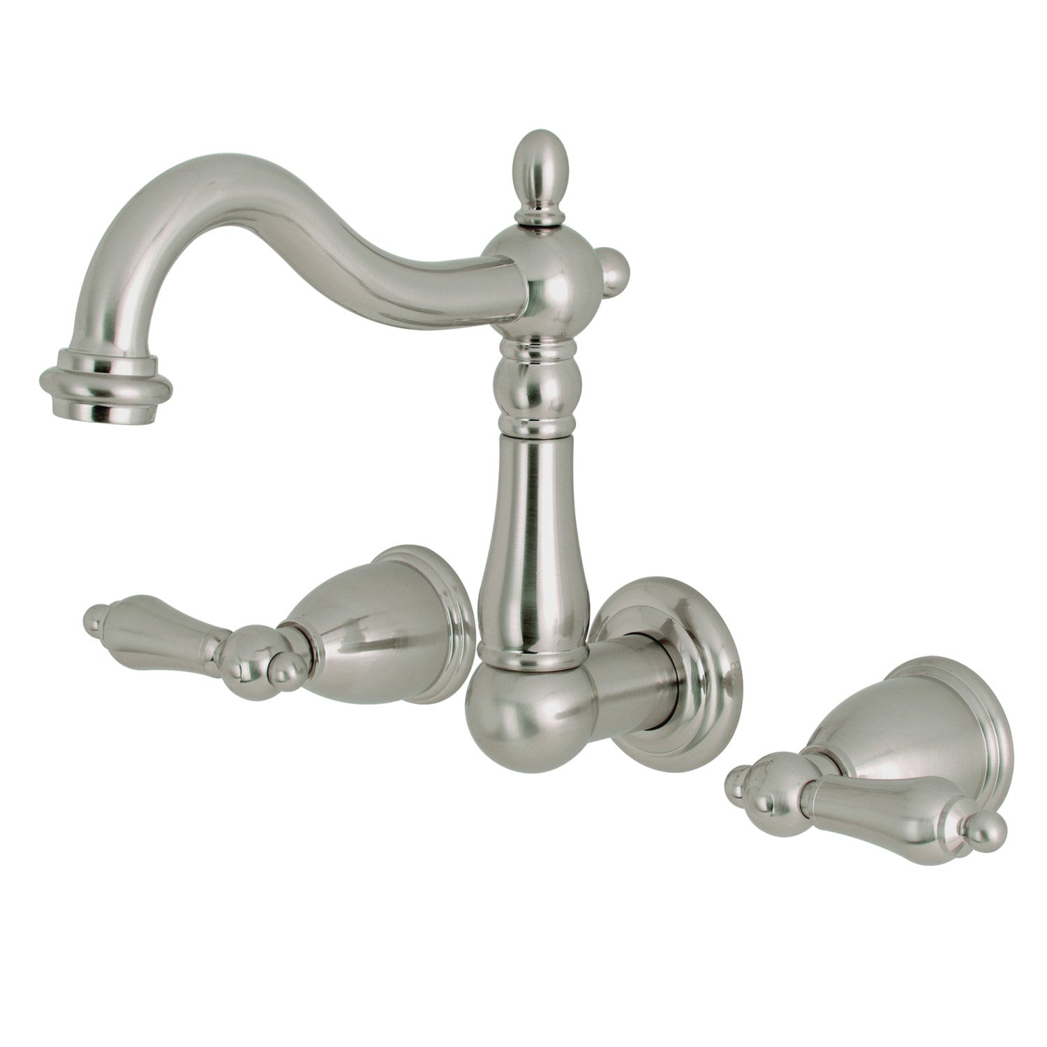 Kingston Heirloom KS1258AL - Robinet de salle de bains à double poignée Heritage 3 trous, Nickel brossé