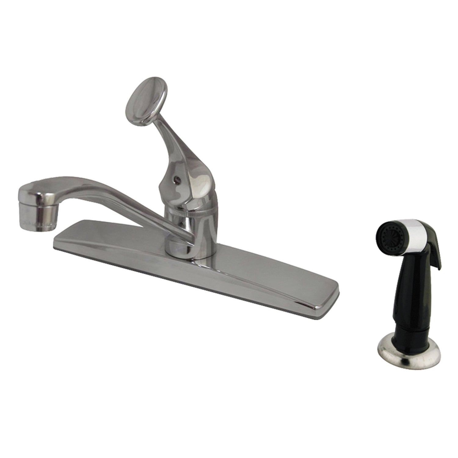 Kingston Columbia KB0572 Robinet de cuisine central à une poignée 4 trous 8" avec pulvérisateur latéral, chrome poli