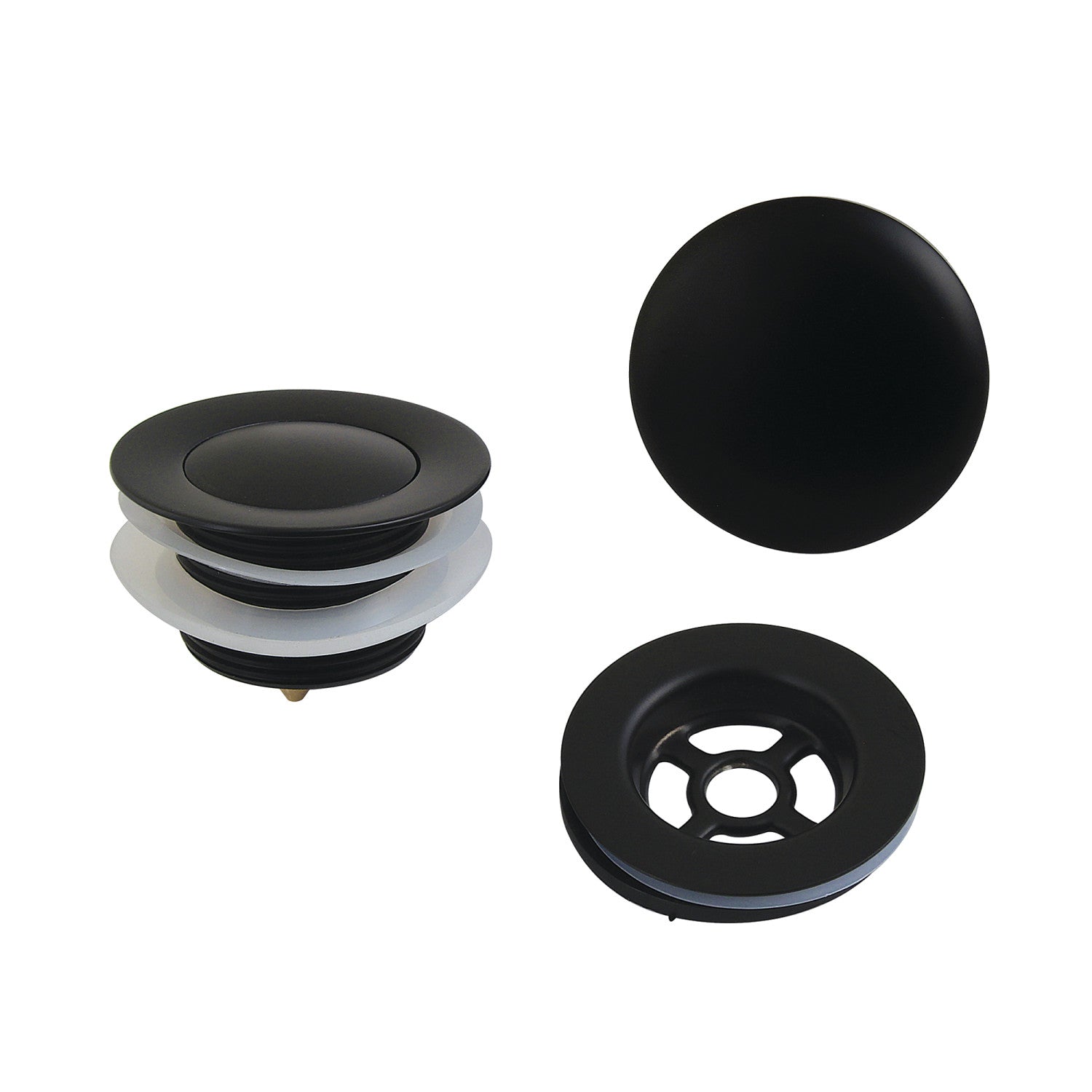 Kingston Trimscape VTDETRIM0 Toe Touch Tub Drain Trim Kit, Matte Black