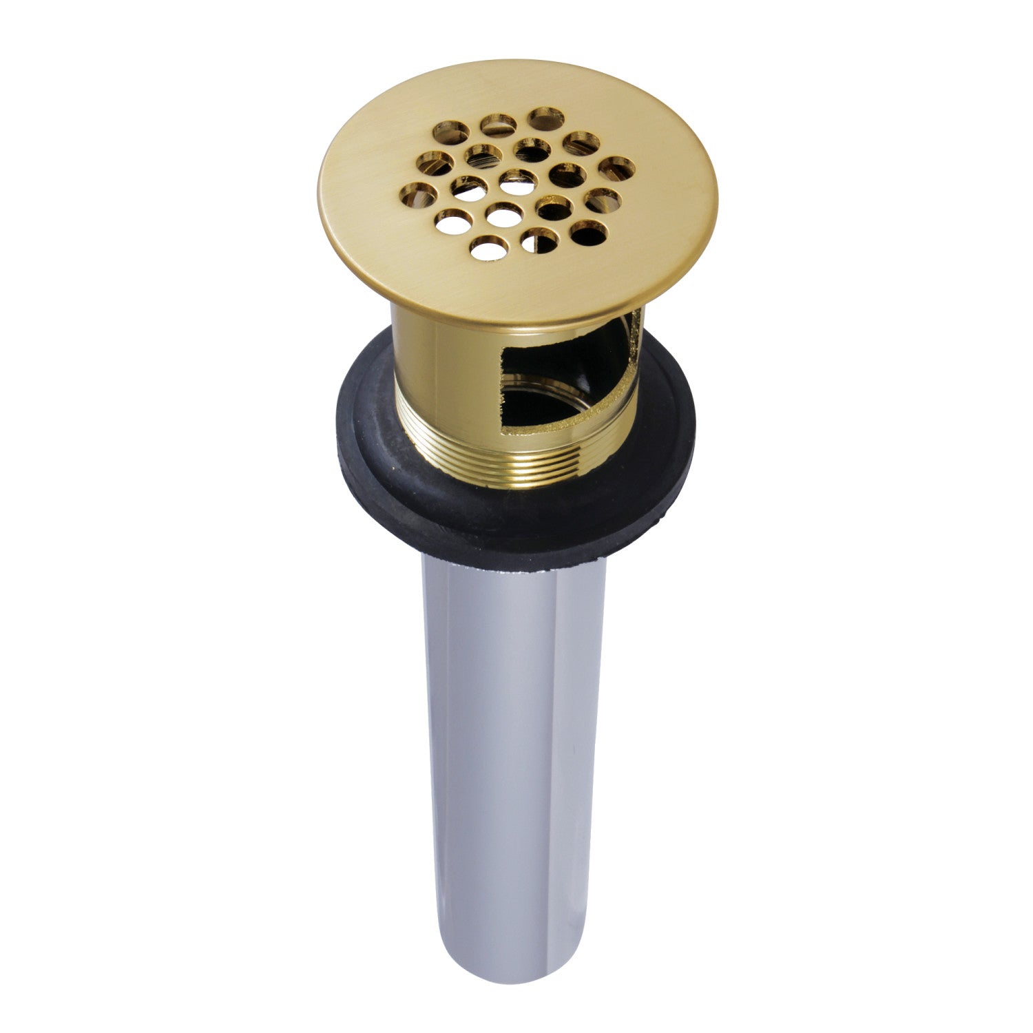Kingston Trimscape KB5007 Brass Grid Bathroom Sink Drain with Overflow, 17 Gauge, Brushed Brass