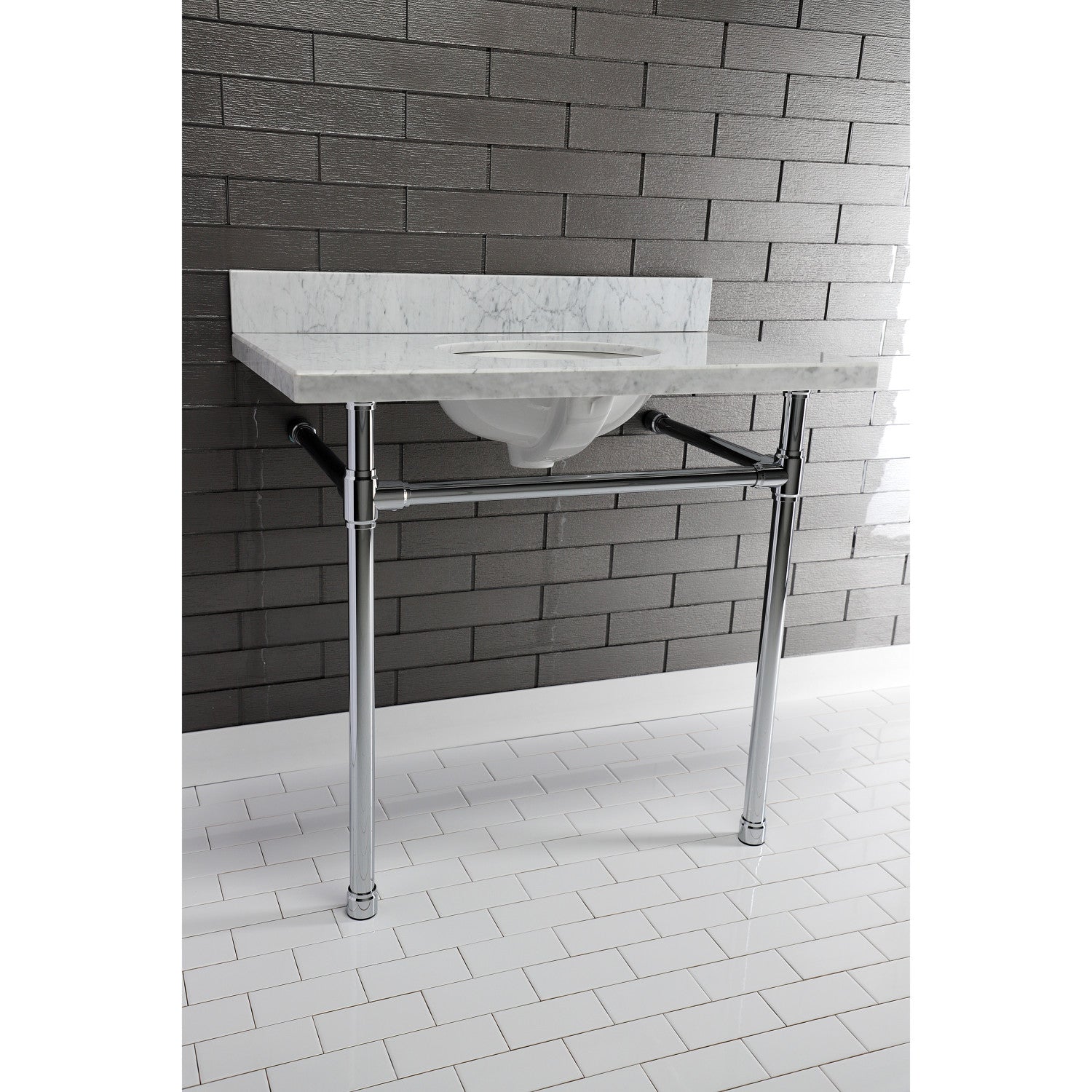Kingston Tulare KVPB3622M38 - Templeton 36-Inch Carrara Marble Vanity Sink Top (8" Faucet Drillings), Carrara Marble