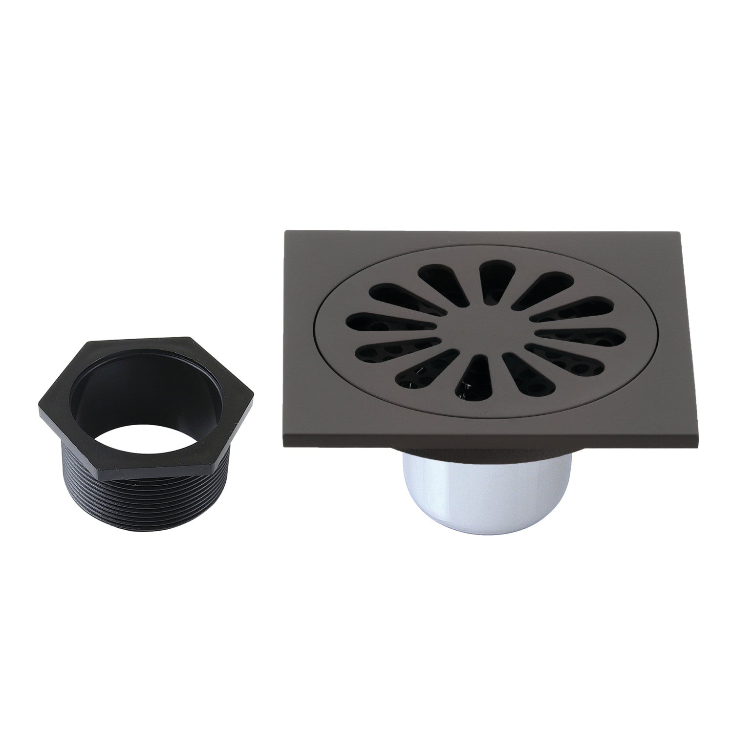 Kingston Watercourse BSF4161ORB 4-Inch Brass Square Grid Shower Drain with Hair Strainer, Oil Rubbed Bronze