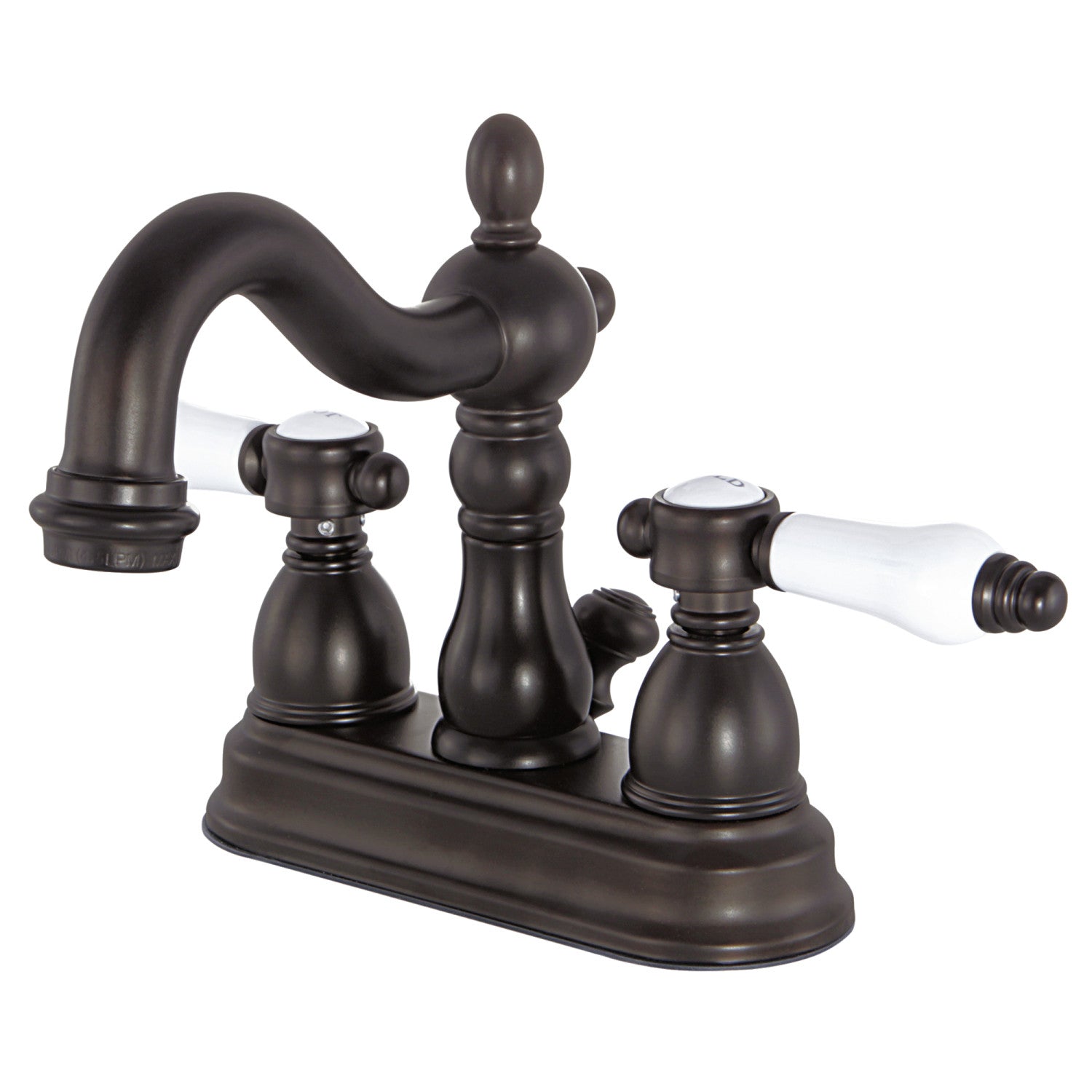 Kingston Heirloom KB1605BPL - Bel-Air Double-Handle 3 trous montage sur plage 4-Inch Centerset Robinet de salle de bain avec drain à tirette, Bronze Rubbé à l'huile
