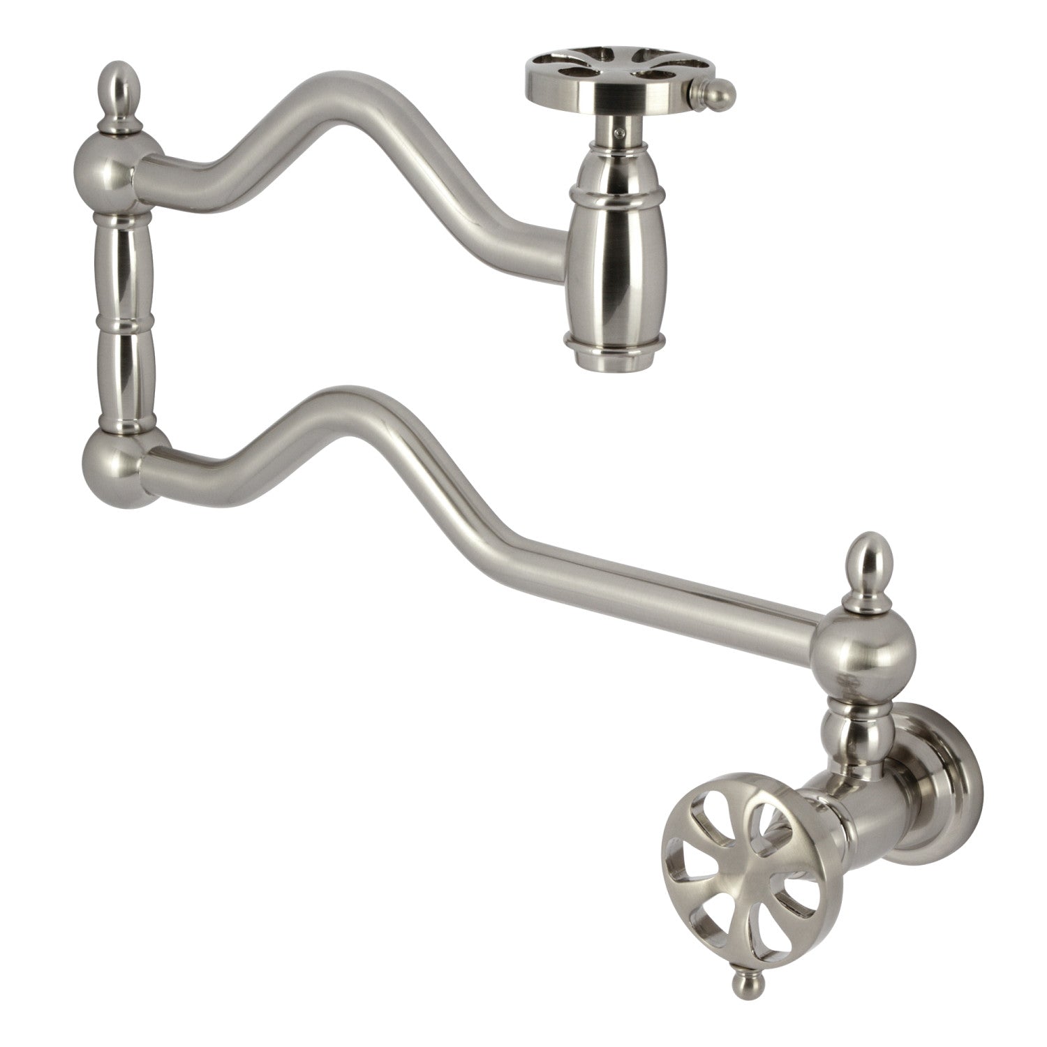 Kingston Tulare KS2108RX - Belknap Robinet de remplissage pour pot à deux poignées 1 trou, Nickel brossé