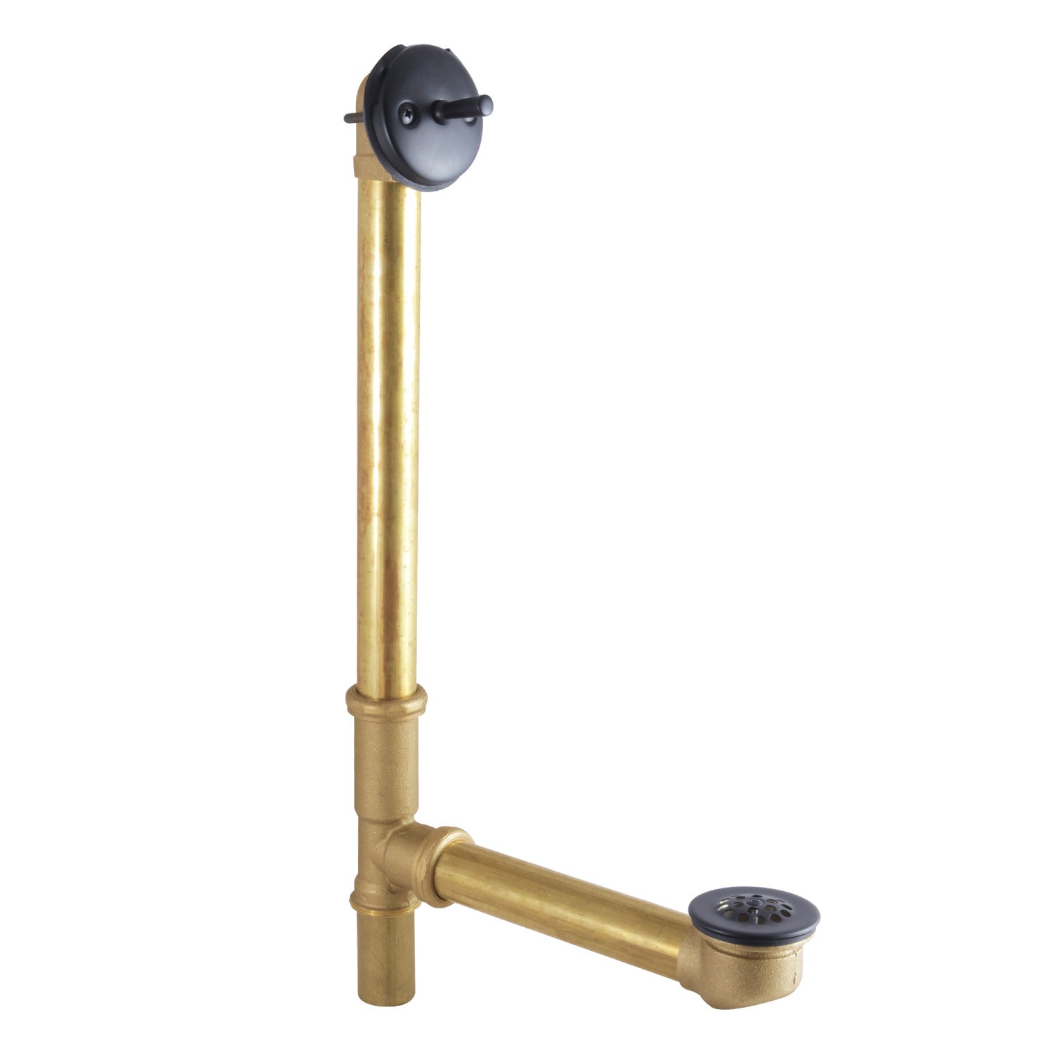 Kingston Tulare DTL1160MB - Made To Match 21-Inch Brass Trip Lever Tub Waste and Overflow with Grid Strainer, Matte Black