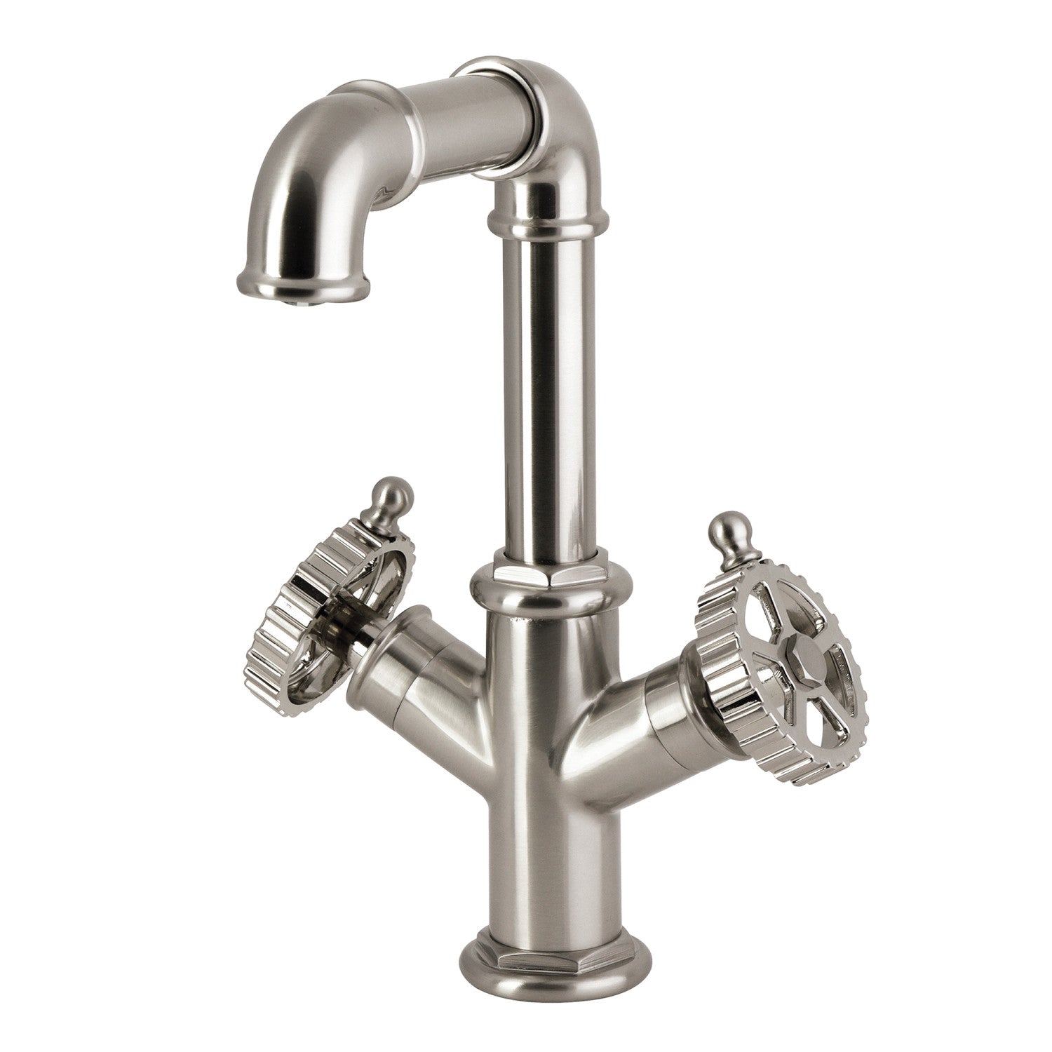 Kingston Fuller LS6308CG Robinet de salle de bains à deux poignées 1 trou avec bonde à tirette, nickel brossé