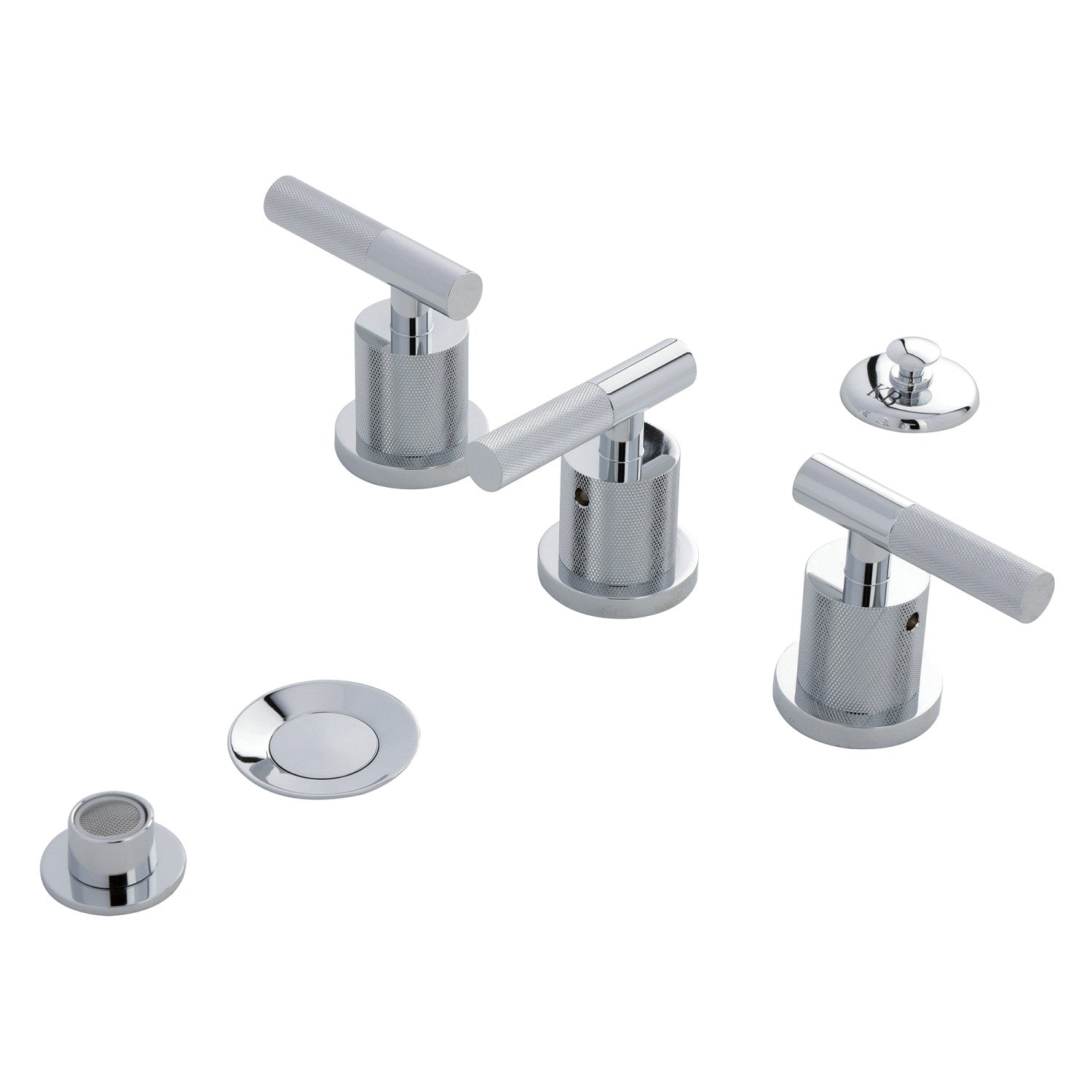 Kingston Sona KB6321KNL - Robinet bidet à trois poignées convergente avec poignée moletée et à tirette en laiton, chrome poli