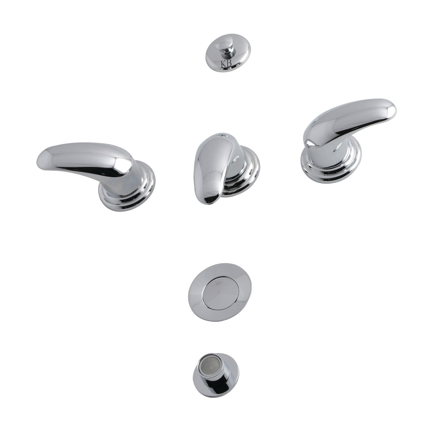Kingston Legacy KB6321LL Three-Handle Deck Mount Bidet Faucet with Brass Pop-Up, Polished Chrome