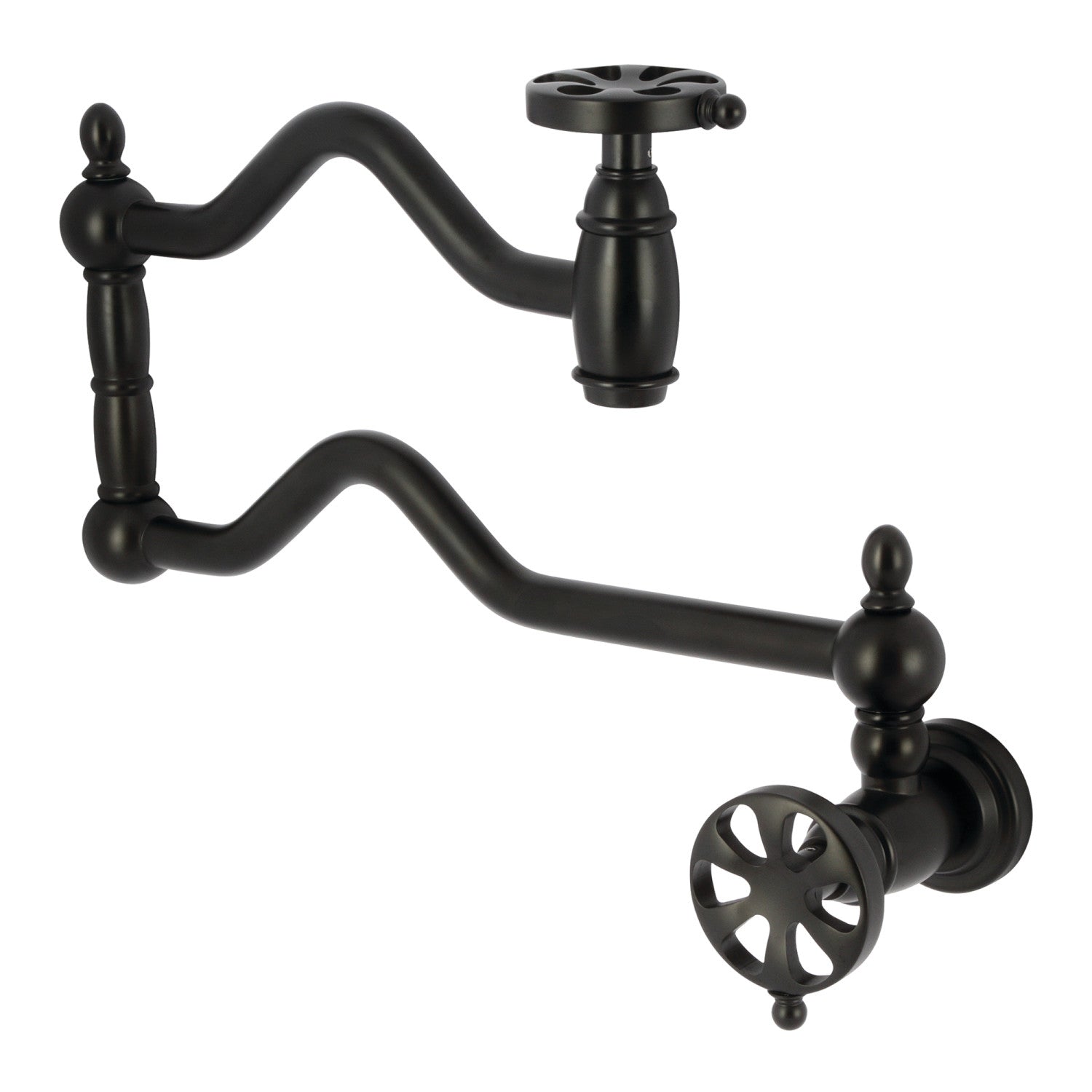 Kingston Tulare KS2100RX - Belknap Robinet de remplissage de pot à deux poignées 1 trou, noir mat