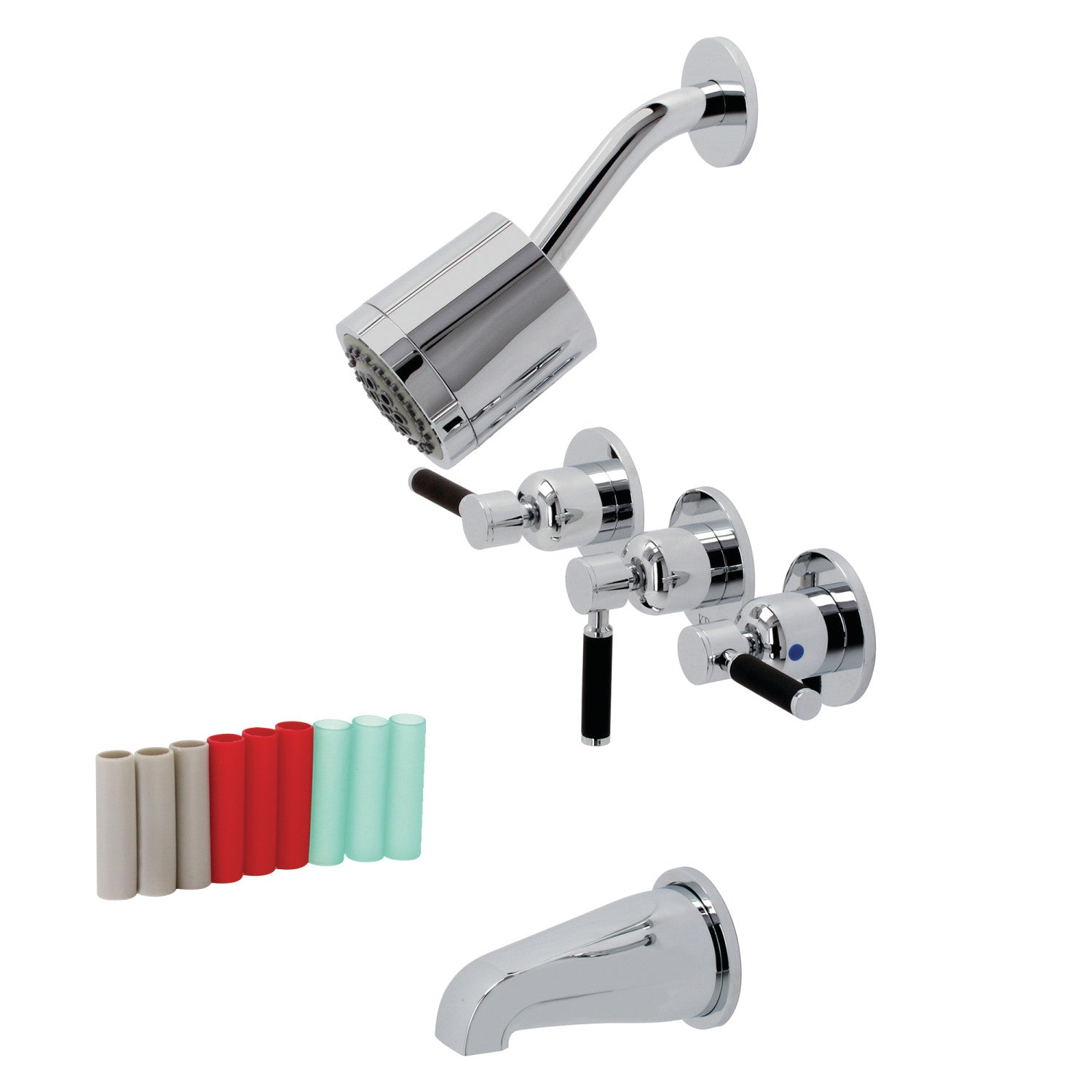 Kingston Sona KBX8131DKL - Robinet de baignoire et de douche à triple poignée Kaiser, chrome poli
