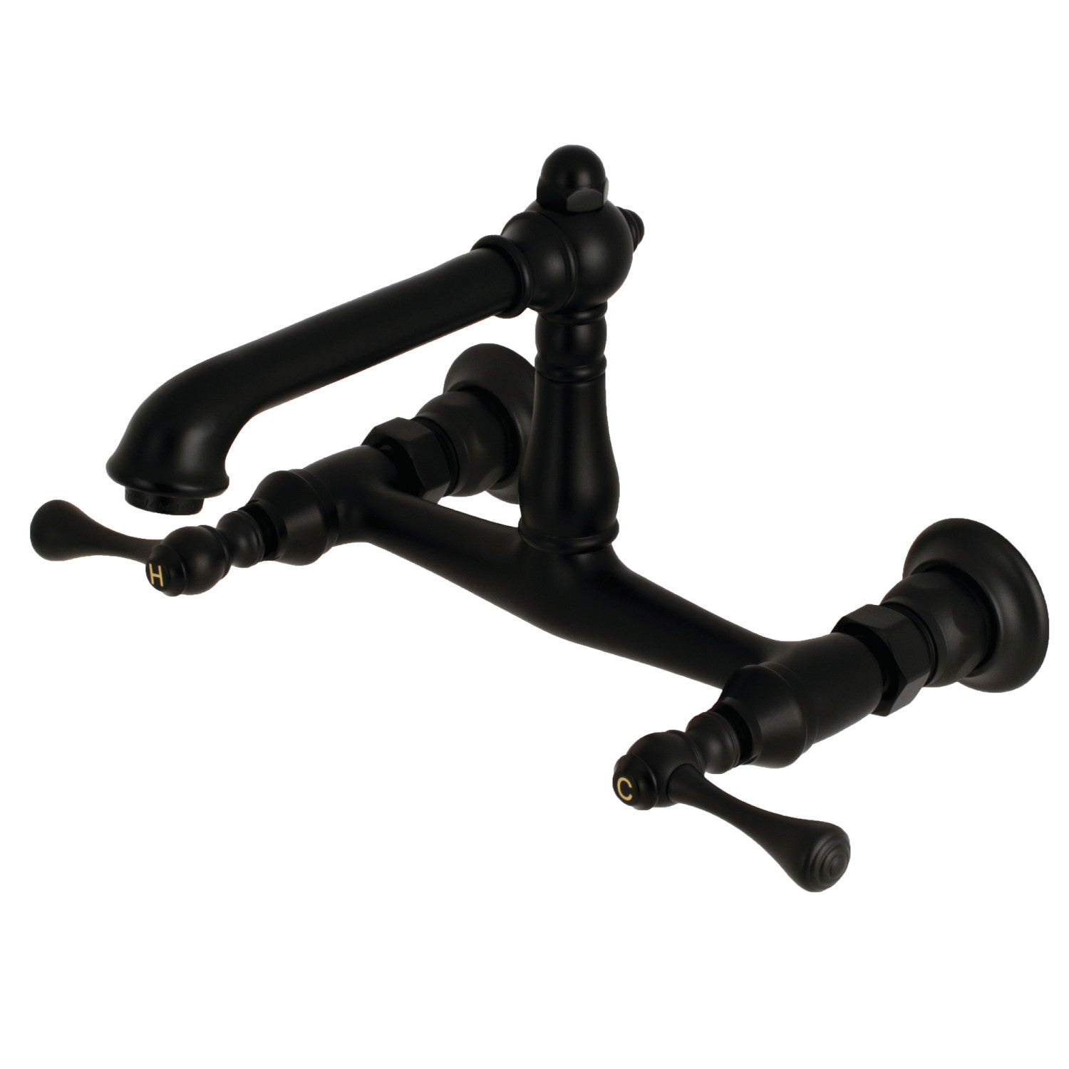 Kingston Heirloom KS7240BL - Robinet de salle de bains à double poignée de pays anglais 2 trous, noir mat