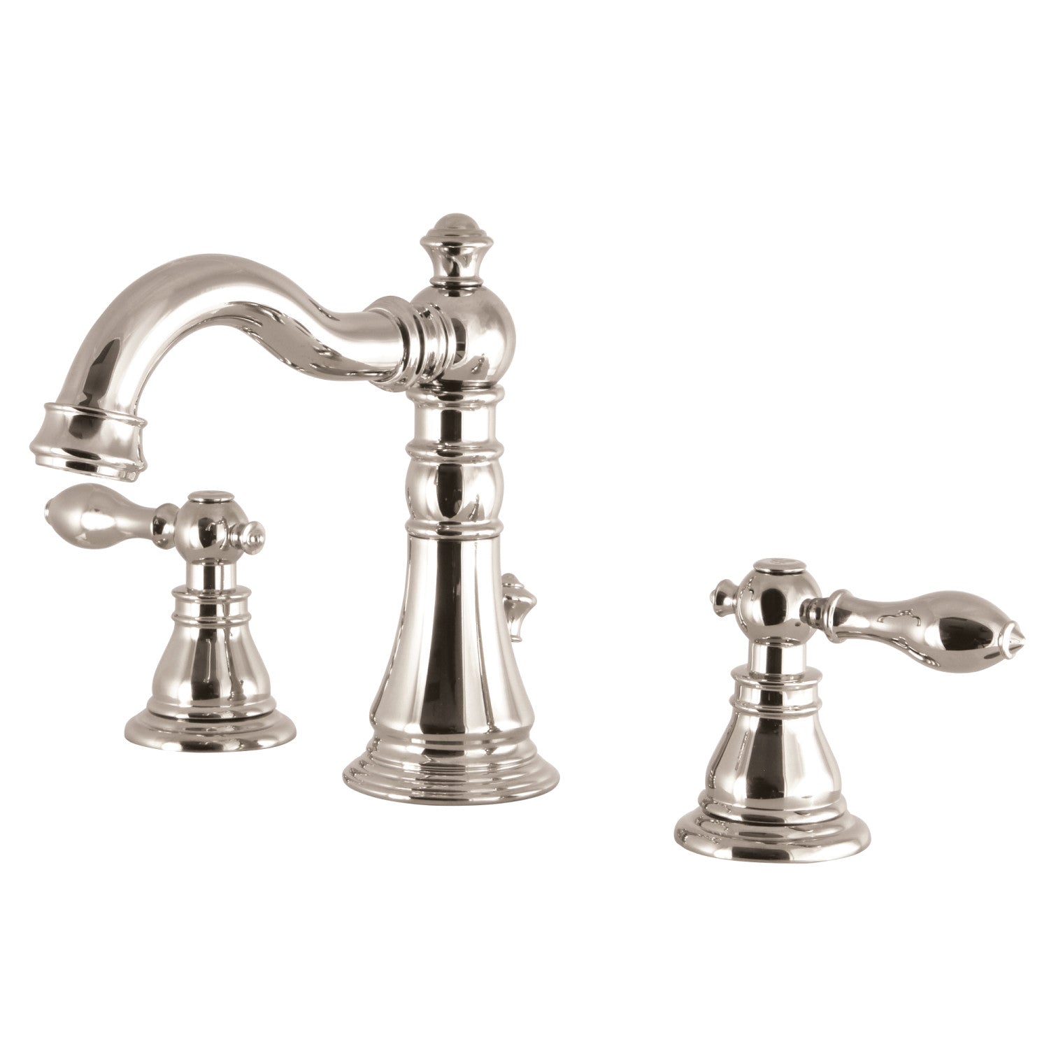 Kingston Heirloom FSC1979ACL - American Classic Two-Handle 3-Hole Deck Mount Widespread Bathroom Faucet with Brass Pop-Up, Polished Nickel
