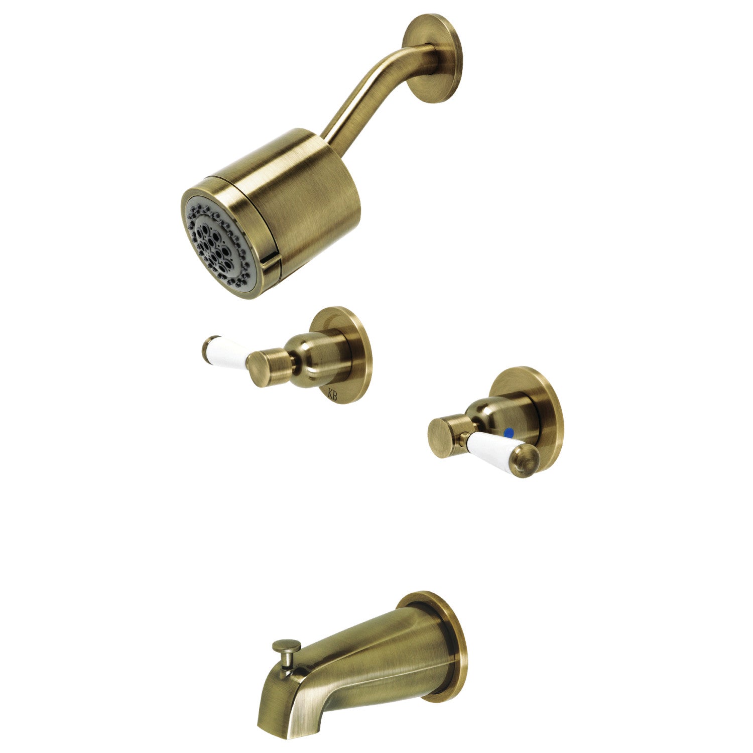 Kingston Tulare KBX8143DPL - Robinet de douche et baignoire à double poignée Paris, laiton antique