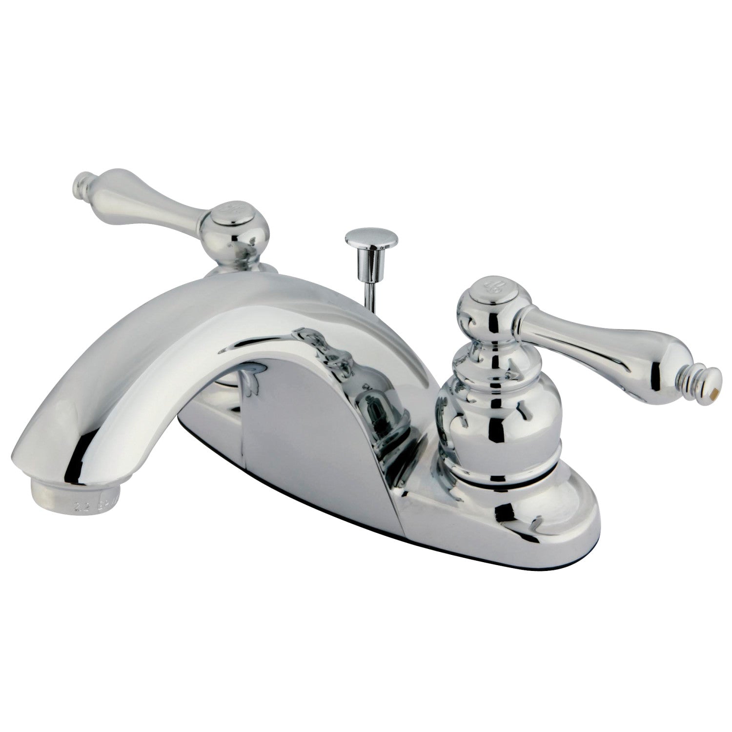 Kingston Heirloom GKB7641AL - Robinet de salle de bain double poignée de pays anglais 3 trous montage sur plage 4-Inch Centerset avec drain à tirette, chrome poli