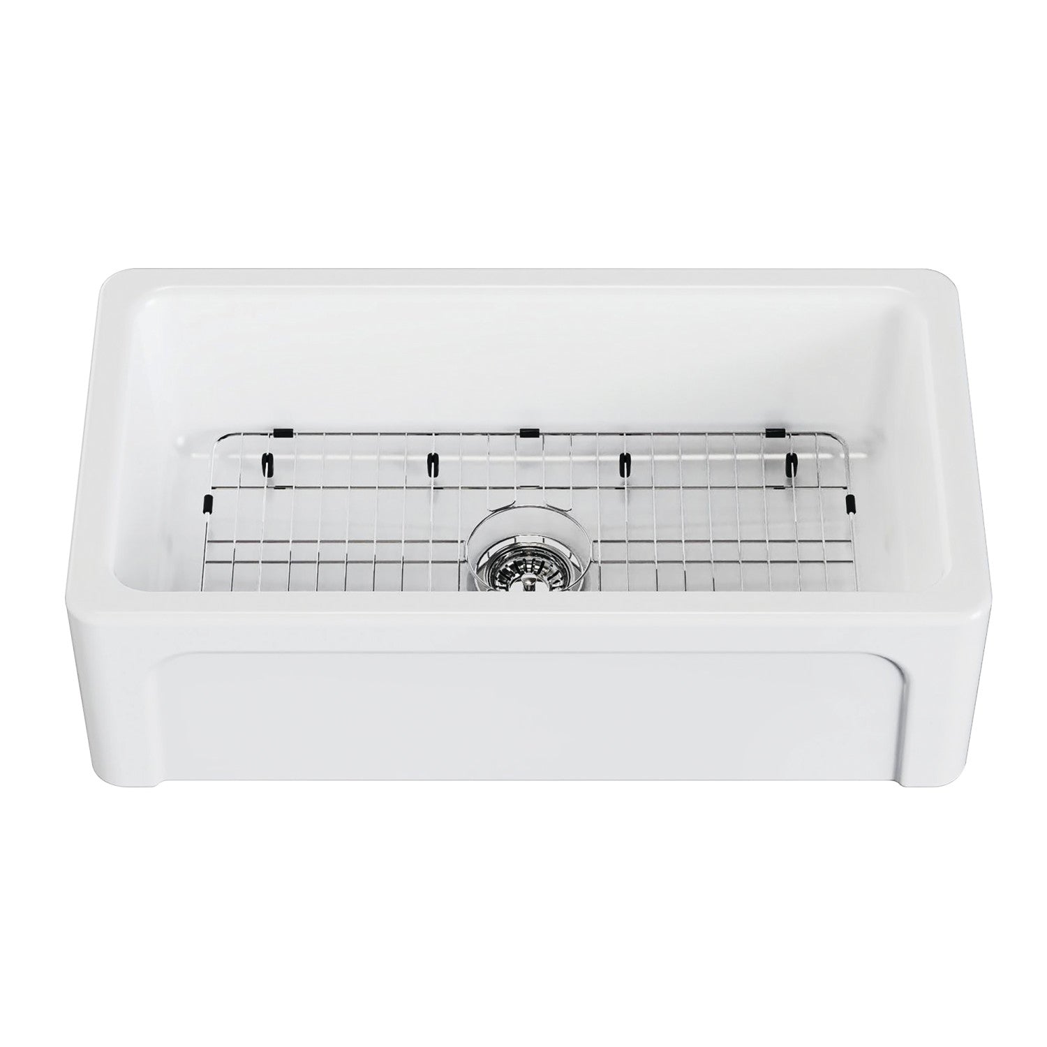 Kingston Heirloom KGPF331810YHC - Kaolin 33-Inch Fireclay Single Bowl Farmhouse Kitchen Sink with Bottom Grid and Strainer, Glossy White