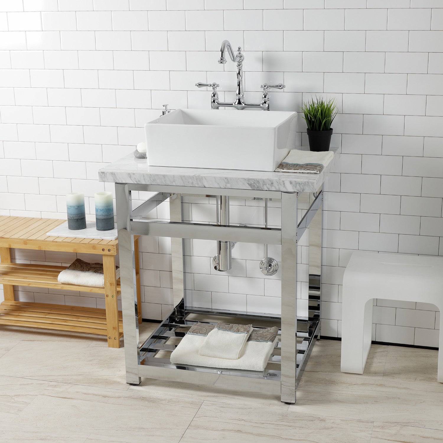 Kingston Sona CC53301DLTRMK1 - Trimscape Modern Plumbing Sink Trim Kit with Bottle Trap and Drain (No Overflow), Polished Chrome