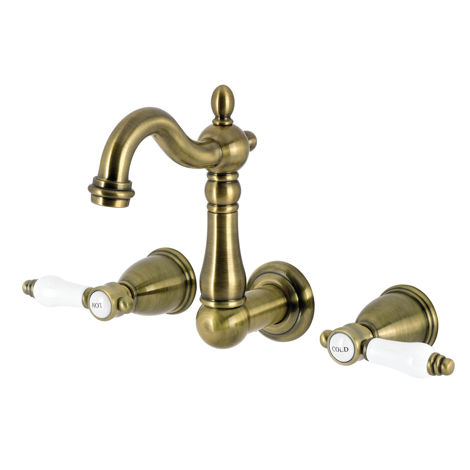 Kingston Heirloom KS1223BPL - Bel-Air Double-Handle 3 trous Robinet de salle de bain mural, laiton antique