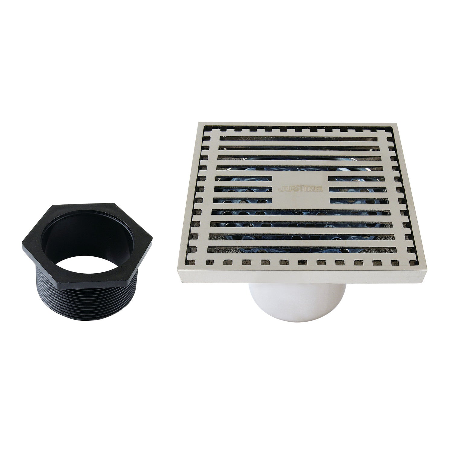Kingston Watercourse BSF4464PN 4-Inch Brass Square Grid Shower Drain with Hair Strainer, Polished Nickel