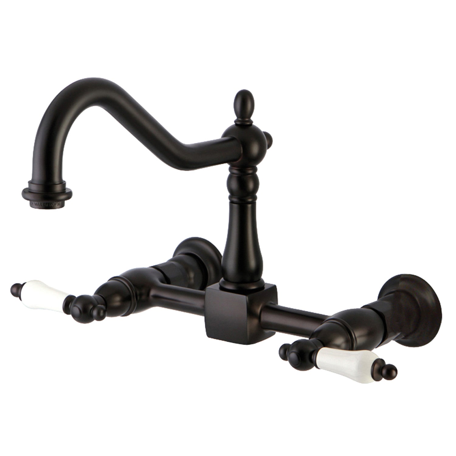 Kingston Heirloom KS1245PL - Robinet de cuisine à deux poignées Heritage 2 trous Wall Mount Bridge, Bronze frotté à l'huile