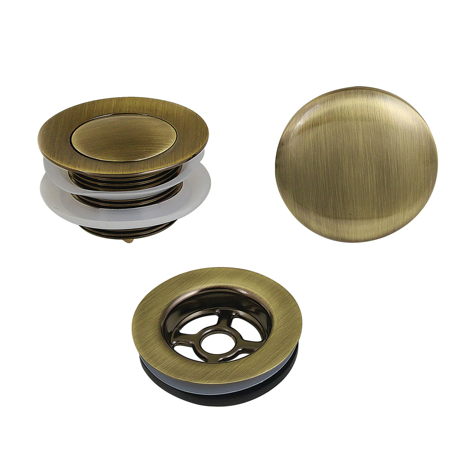 Kingston Trimscape VTDETRIM3 Toe Touch Tub Drain Trim Kit, Antique Brass