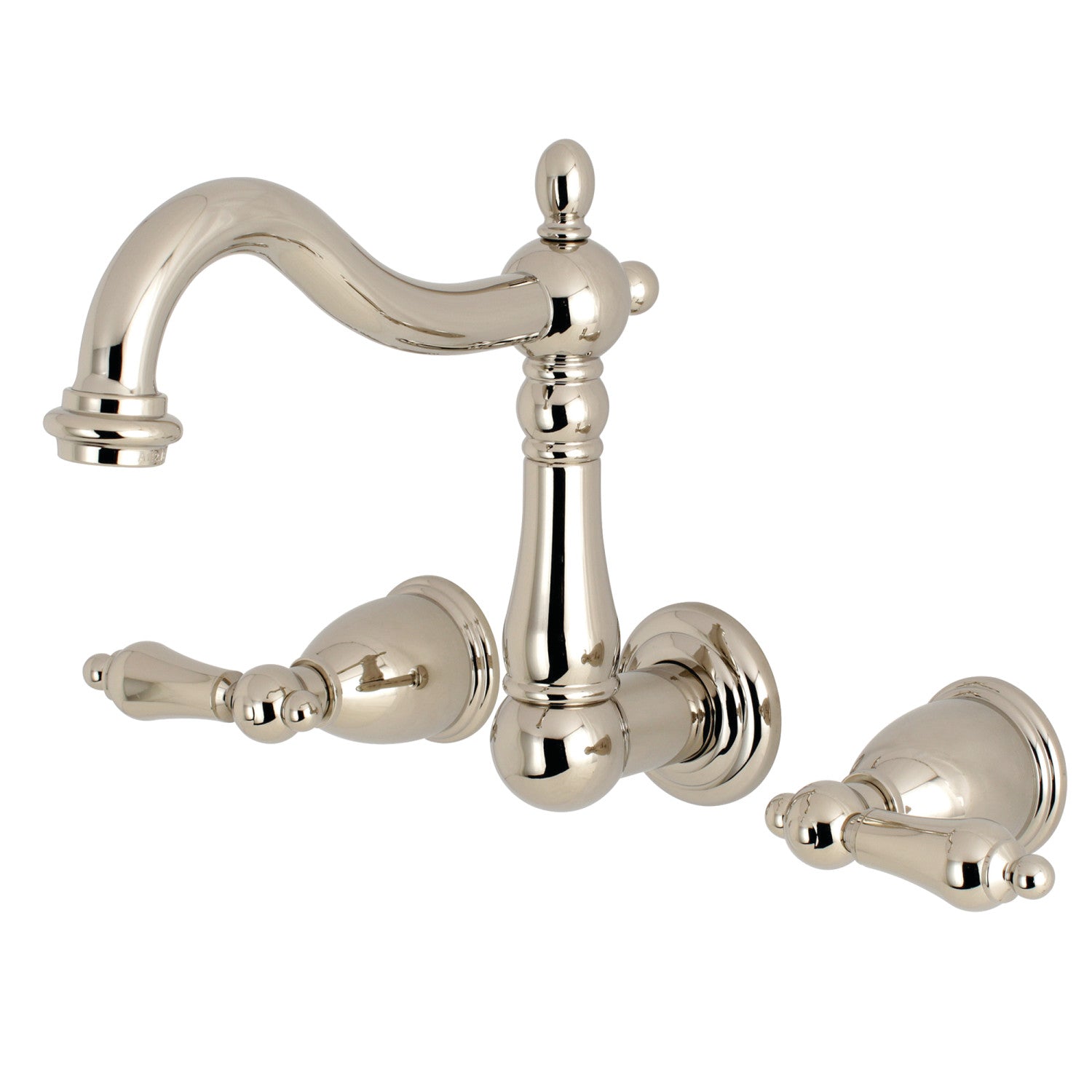 Kingston Heirloom KS1256AL - Robinet de salle de bains à double poignée Heritage 3 trous, nickel poli