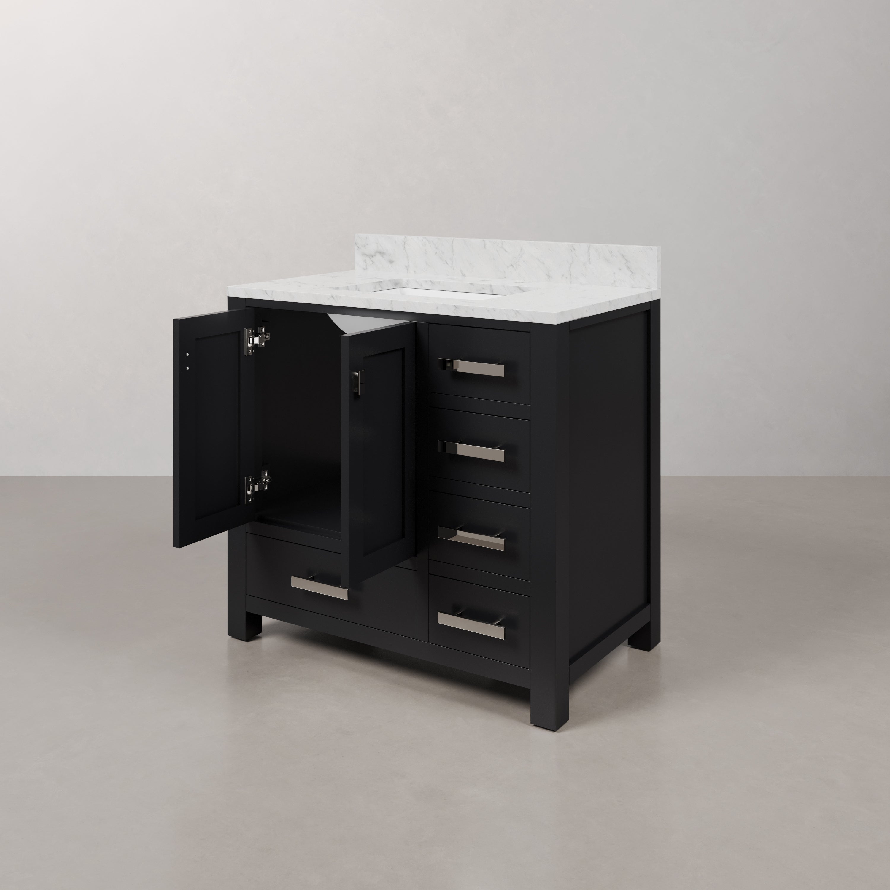 Kingston Luxe MS36CW01ES - 36 in. x 21.5 in. Bathroom Vanity Marble Top in Carrara White and White Basin, Espresso