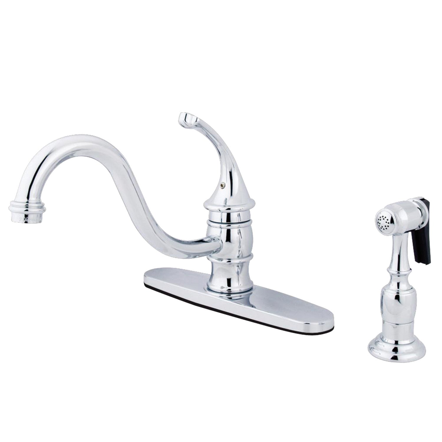 Kingston Tulare KB3571GLBS - une seule poignée géorgienne 2-ou...4 Trou robinet de cuisine avec pulvérisateur en laiton, chrome poli