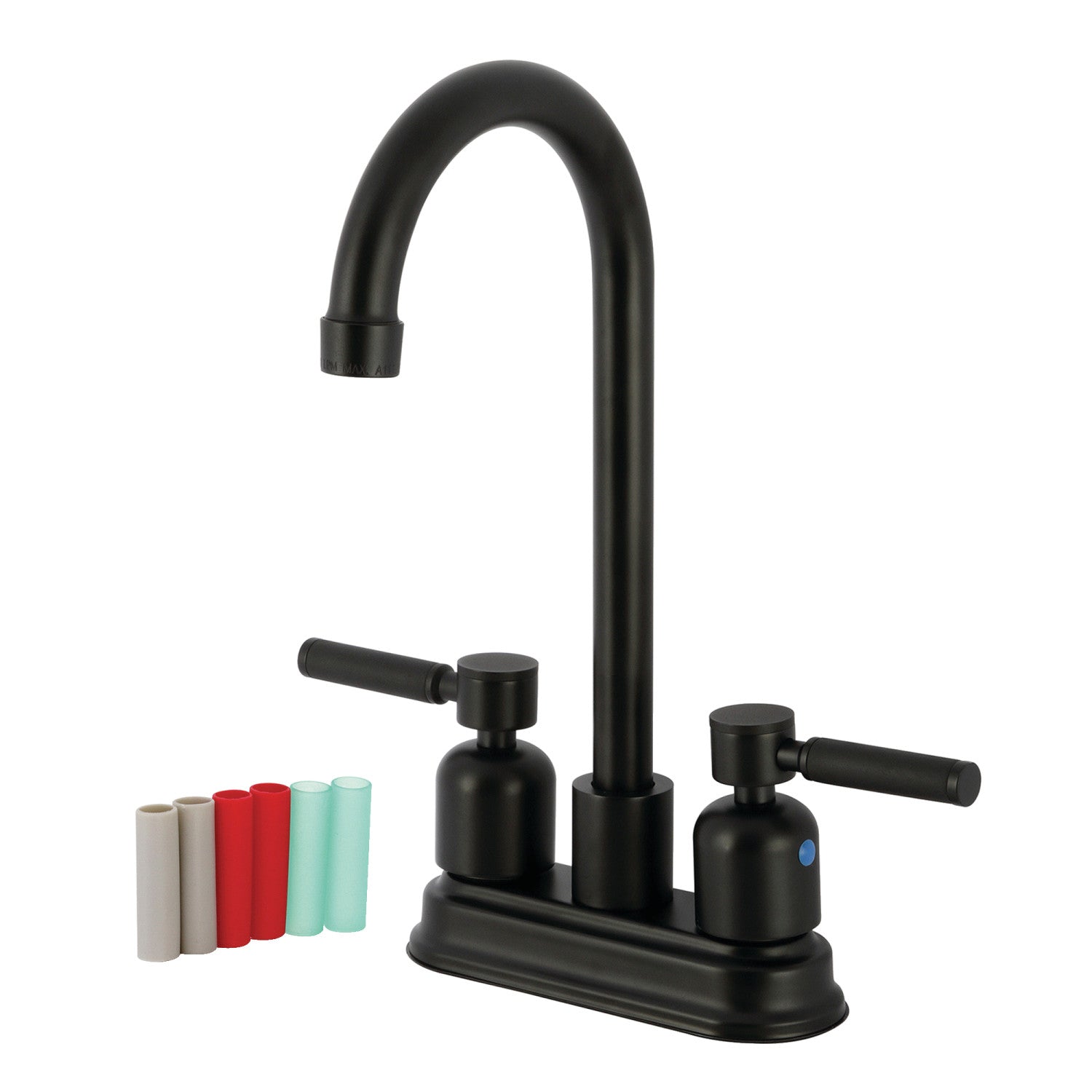 Kingston Tulare KB8490DKL - Robinet de bar à deux poignées Kaiser 2 trous, noir mat