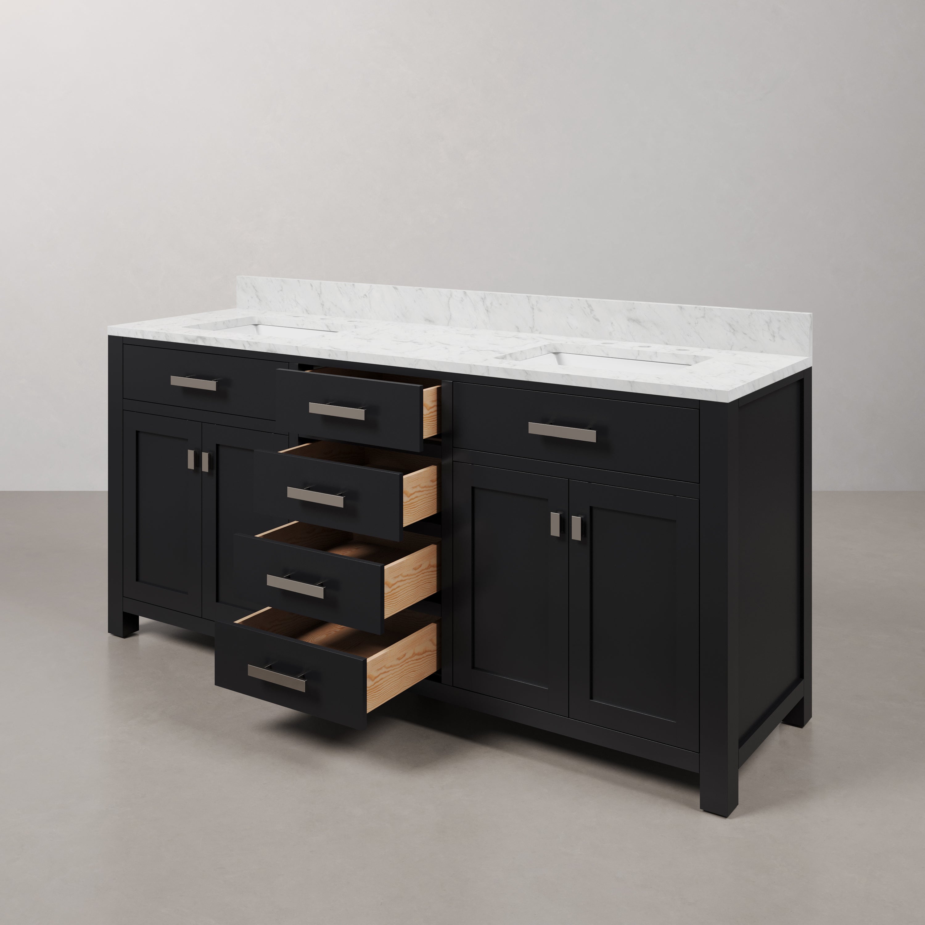 Kingston Luxe MS72CW01ES - 72 in. x 21.5 in. Bathroom Vanity Double Sink with Carrara White Marble Top, Espresso