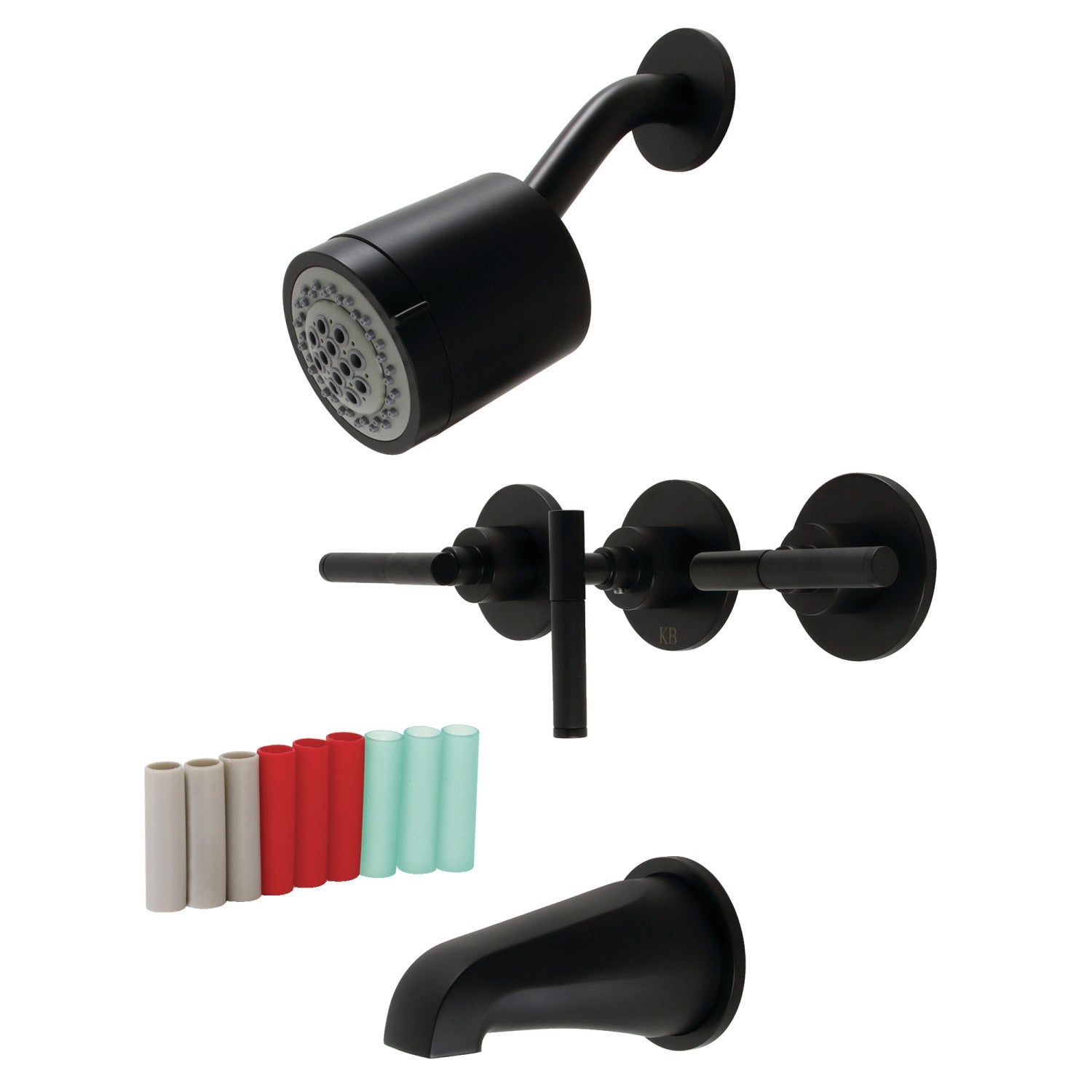 Kingston Sona KBX8130CKL - Robinet de baignoire et de douche à triple poignée Kaiser, noir mat