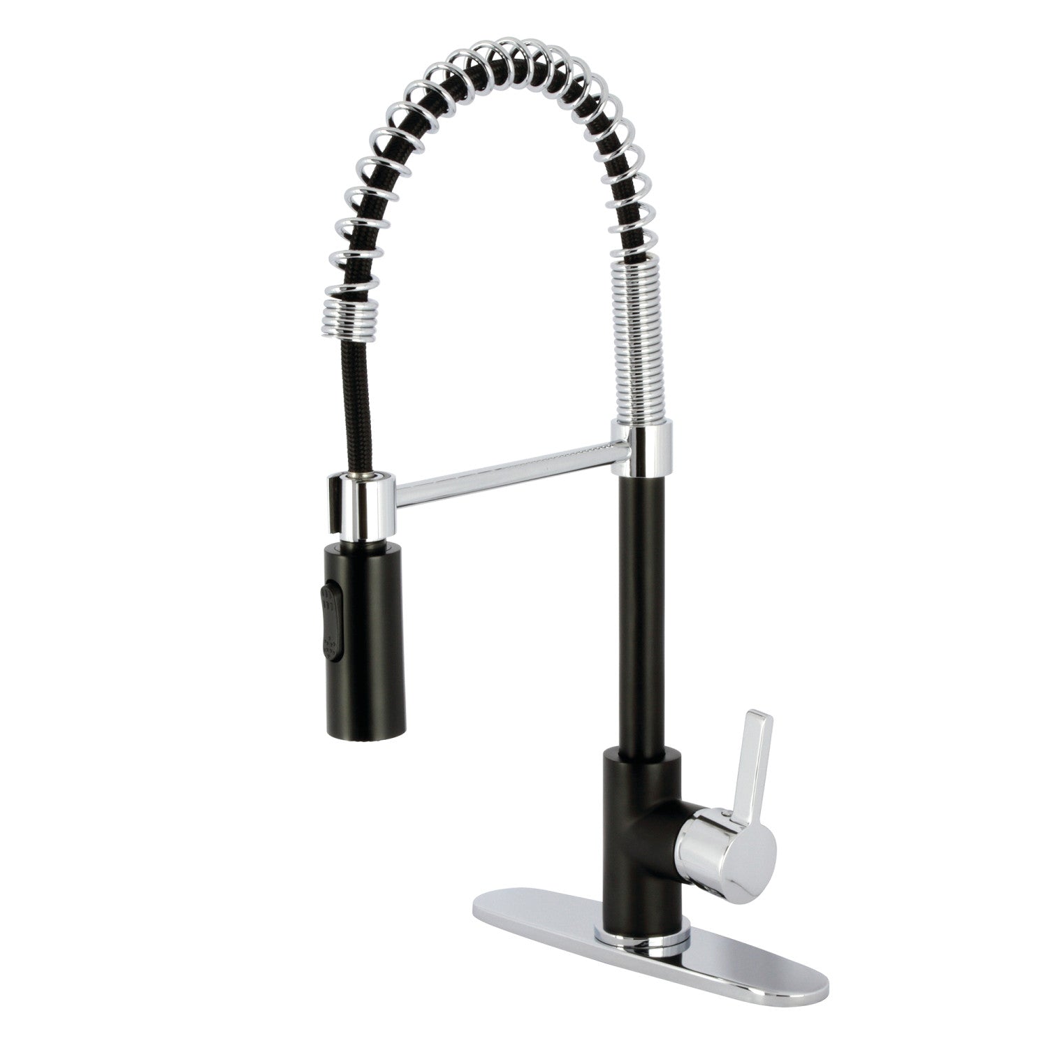 Kingston Sona LS8777CTL - Robinet de cuisine pré-rinçage à une poignée Continental 1 trou, noir mat/chrome poli