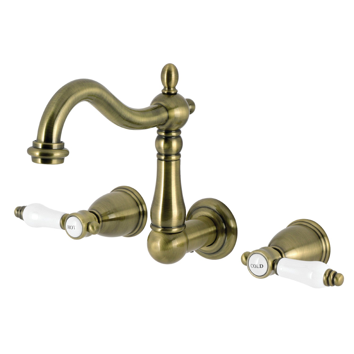 Kingston Heirloom KS1253BPL - Bel-Air Double-Handle 3 trous Robinet de salle de bain mural, laiton antique