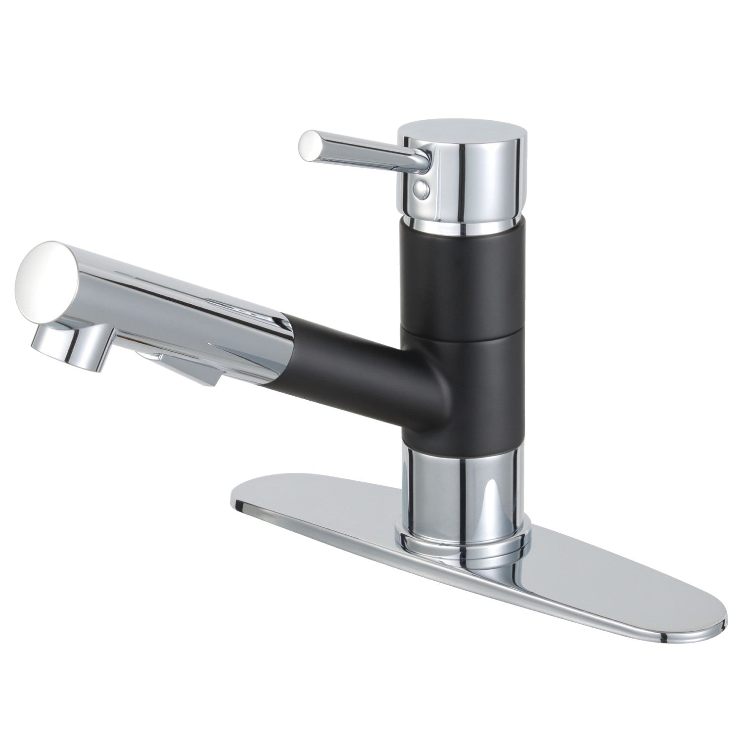 Kingston Sona LS8407DL - Robinet de cuisine à une poignée Concord 1 trou, noir mat/chrome poli
