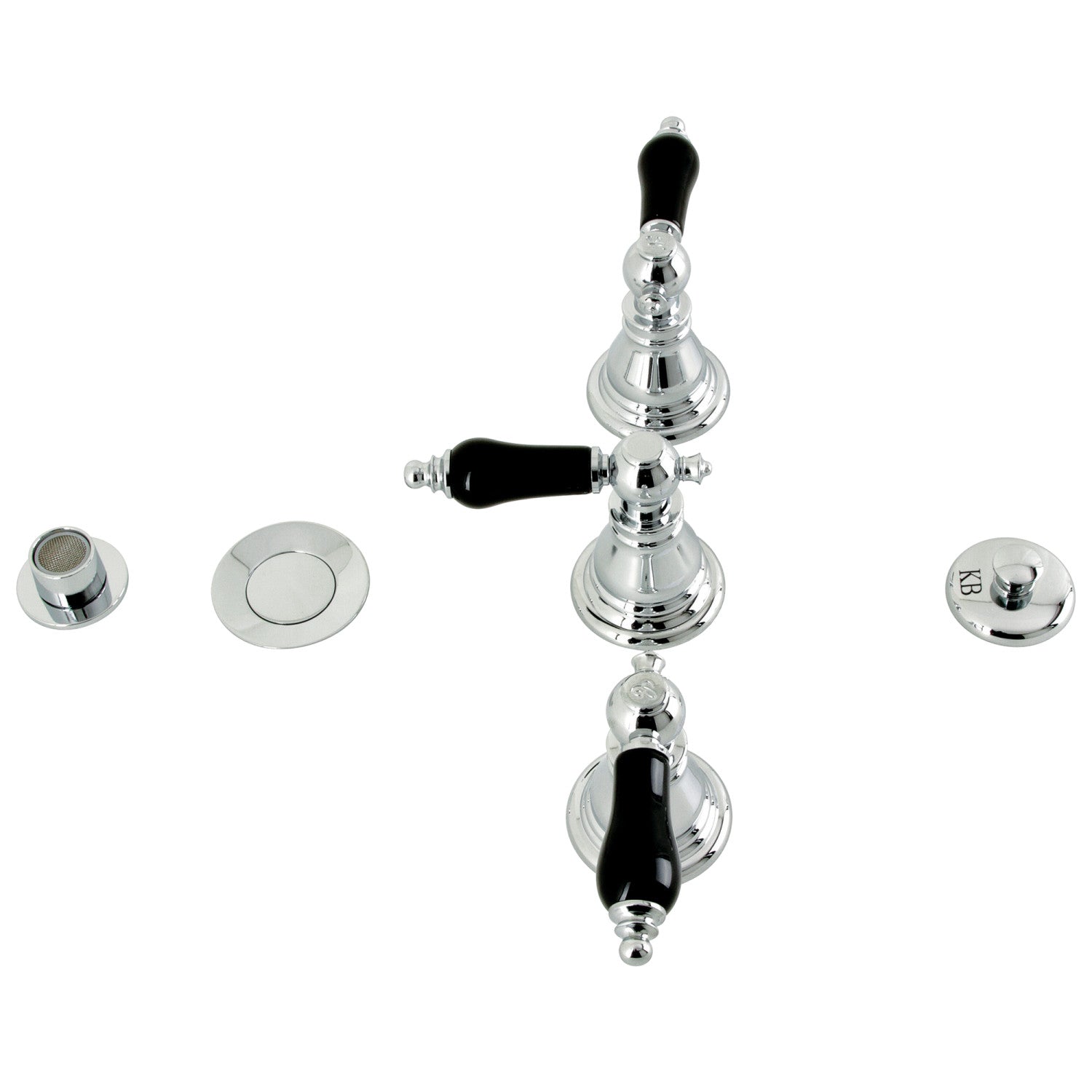 Kingston Heirloom KB321AKL - Robinet de bidet vertical à trois poignées avec laiton à tirette, chrome poli