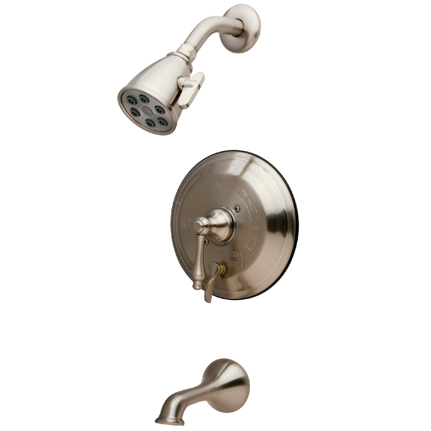 Kingston Heirloom VB36380AL Robinet de baignoire et de douche à pression à une poignée, Nickel brossé