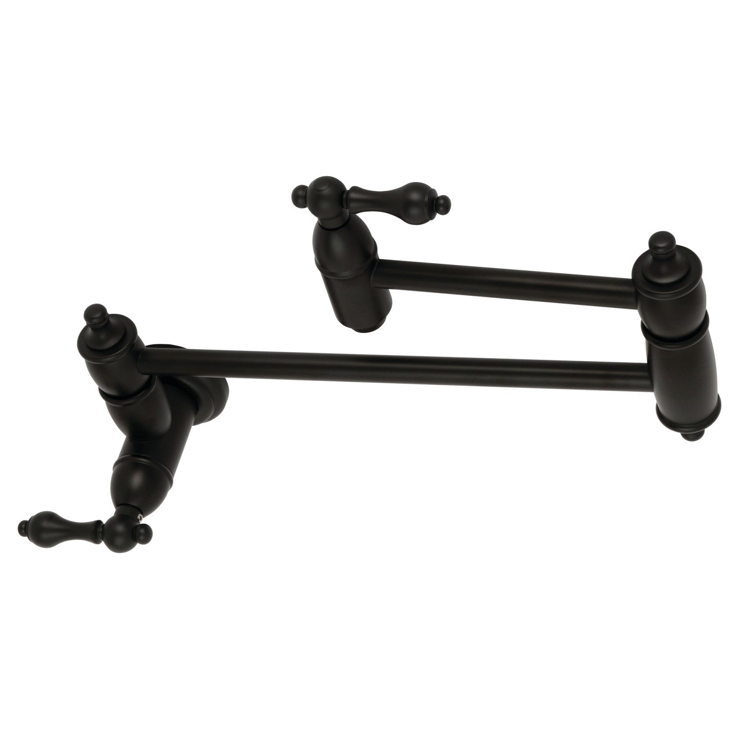 Kingston Heirloom KS3100AL - Restoration Two-Handle 1-Hole Wall Mount Pot Filler Faucet, Matte Black