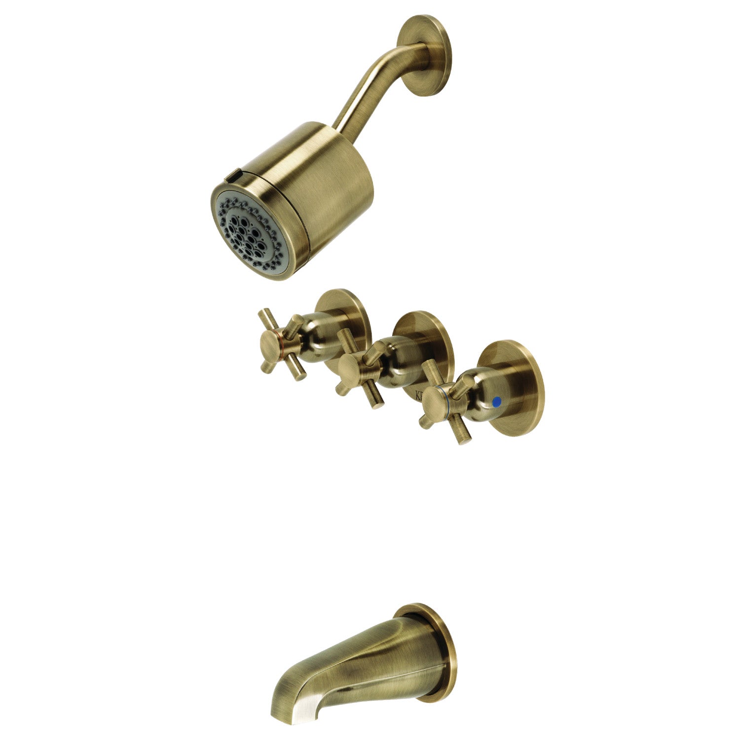Kingston Sona KBX8133DX - Robinet de baignoire et de douche à triple poignée Concord, laiton antique