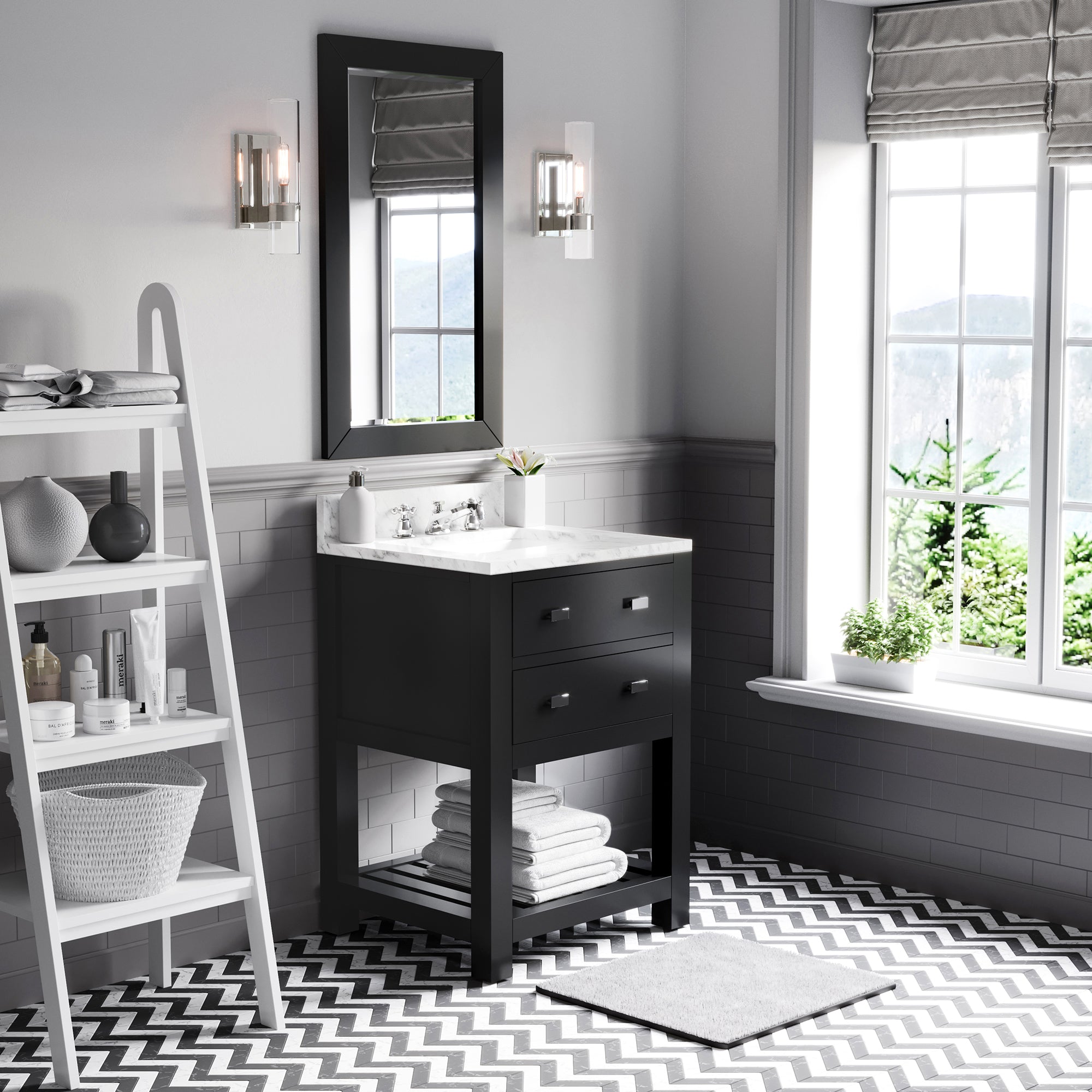 Kingston Luxe MA24CW01ES - 24 in. x 21.5 in. Bathroom Vanity Carrara White Marble Top, Espresso