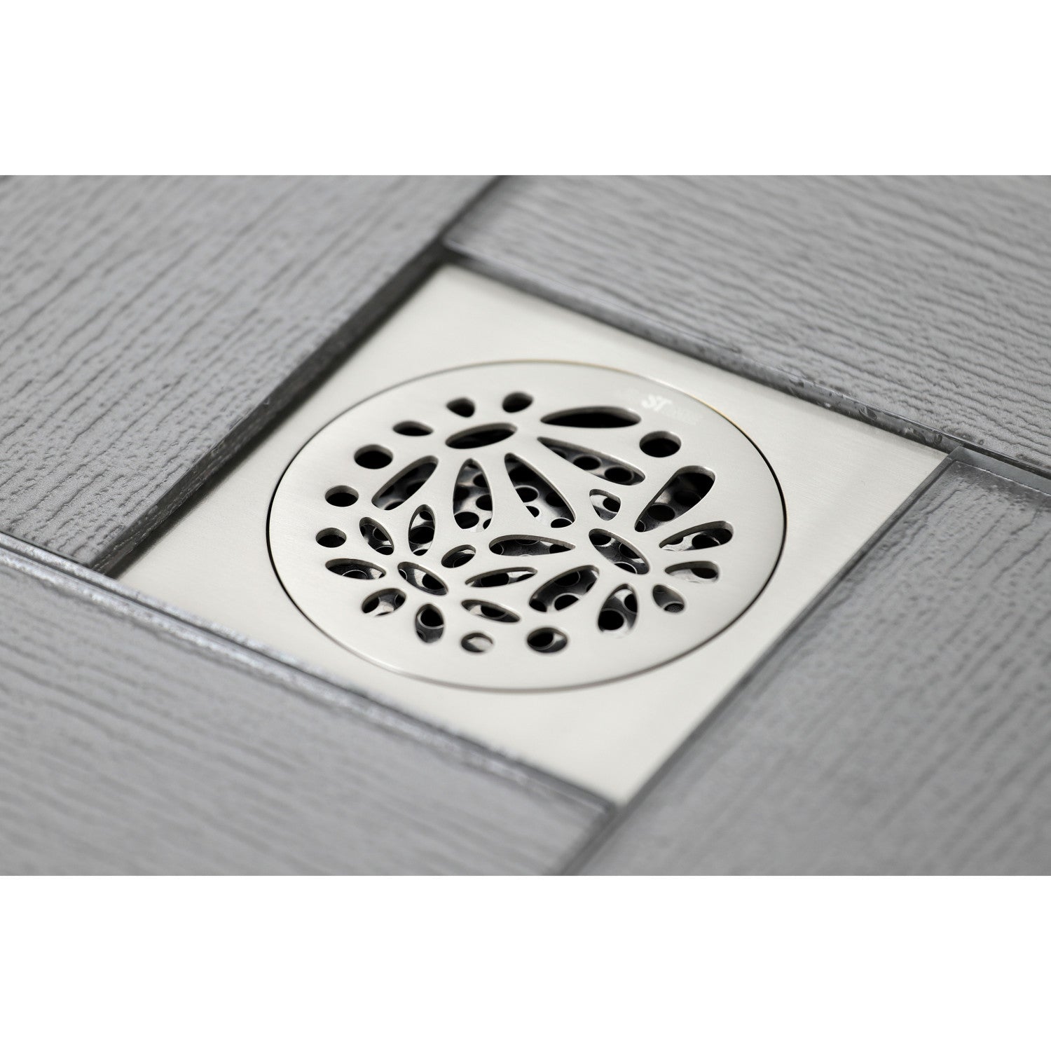 Kingston Watercourse BSF6360BN 4-Inch Brass Square Grid Shower Drain with Hair Strainer, Brushed Nickel