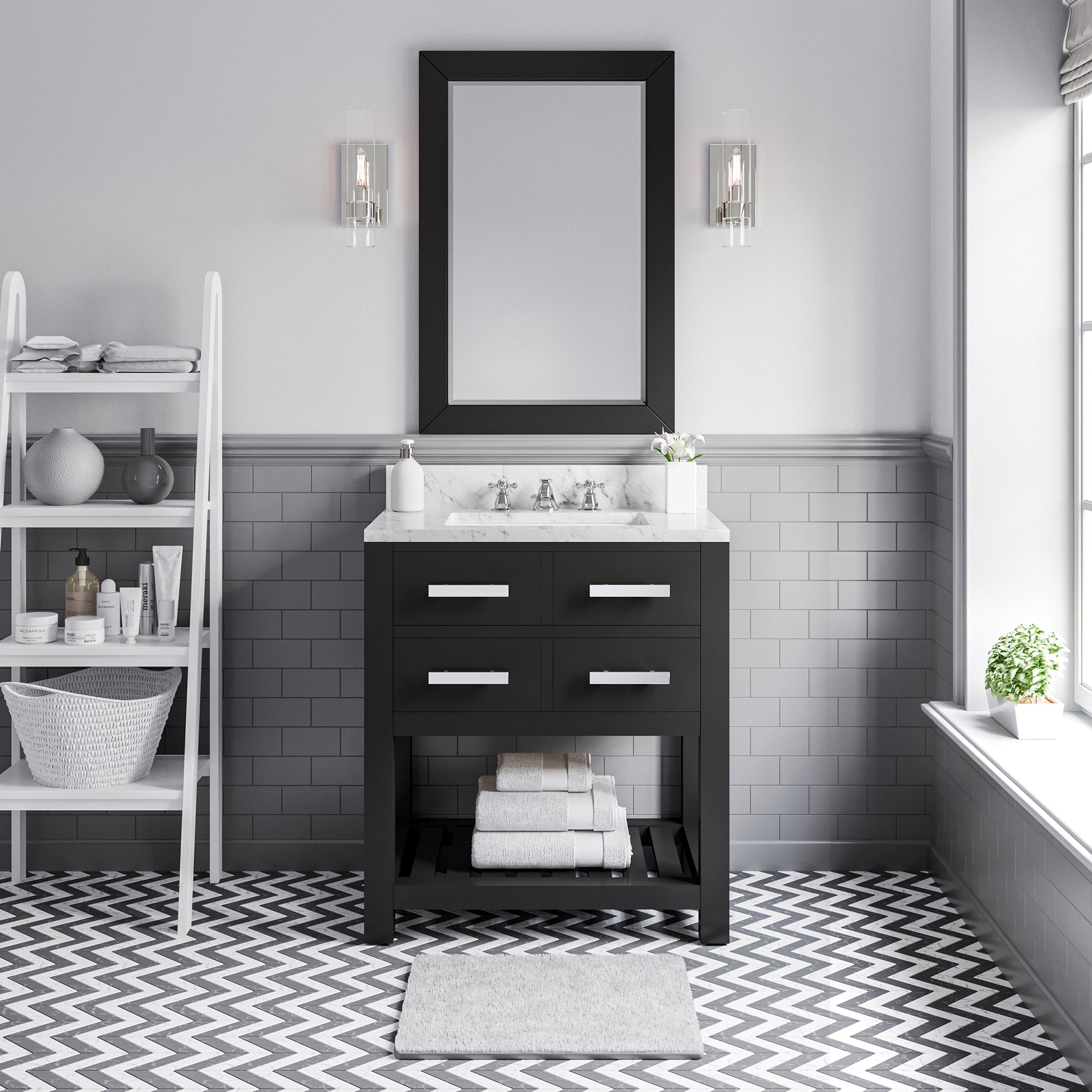 Kingston Luxe MA30CW01ES - 30 in. x 21.5 in. Bathroom Vanity Carrara White Marble Top, Espresso