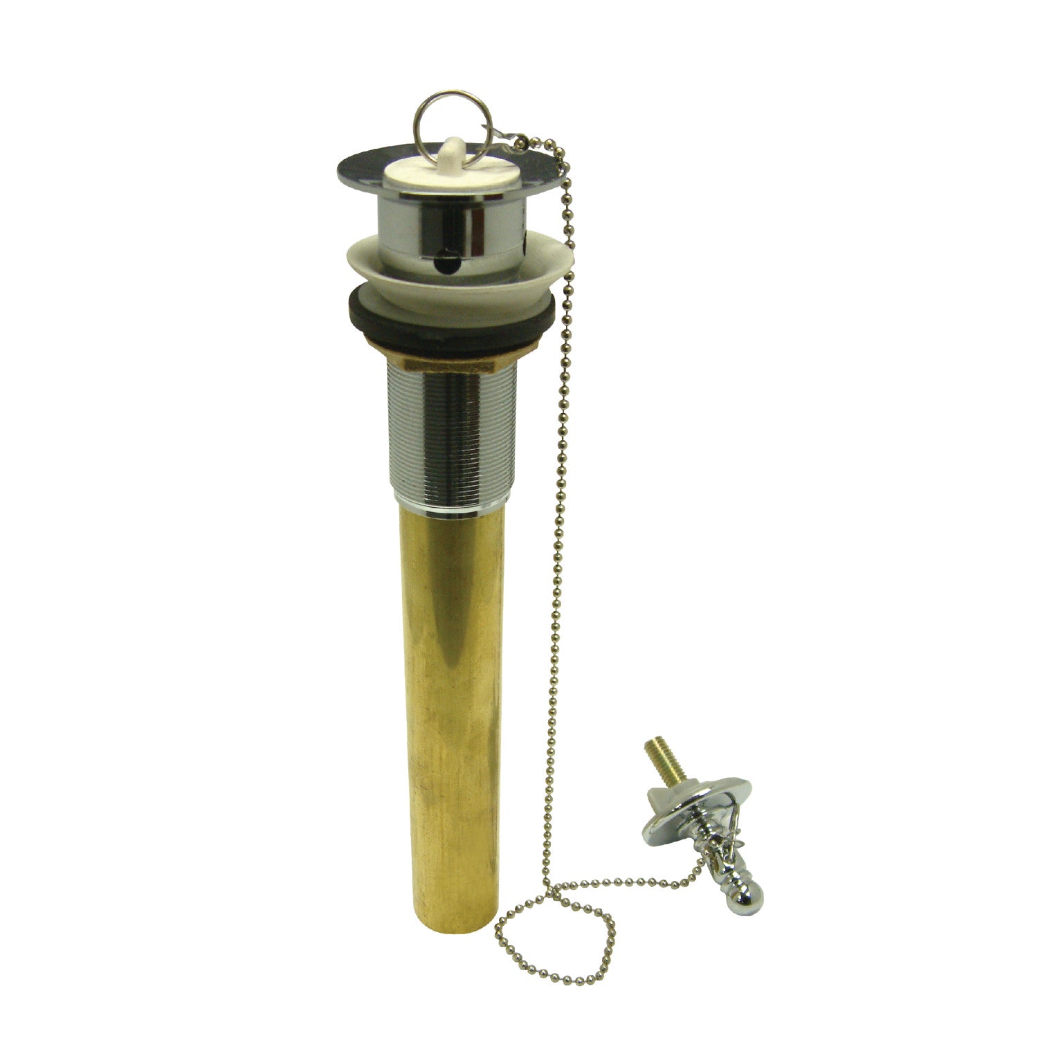 Kingston Heirloom CC1001 - Vintage Brass Chain and Plug Bathroom Sink Drain with Overflow, 20 Gauge, Polished Chrome