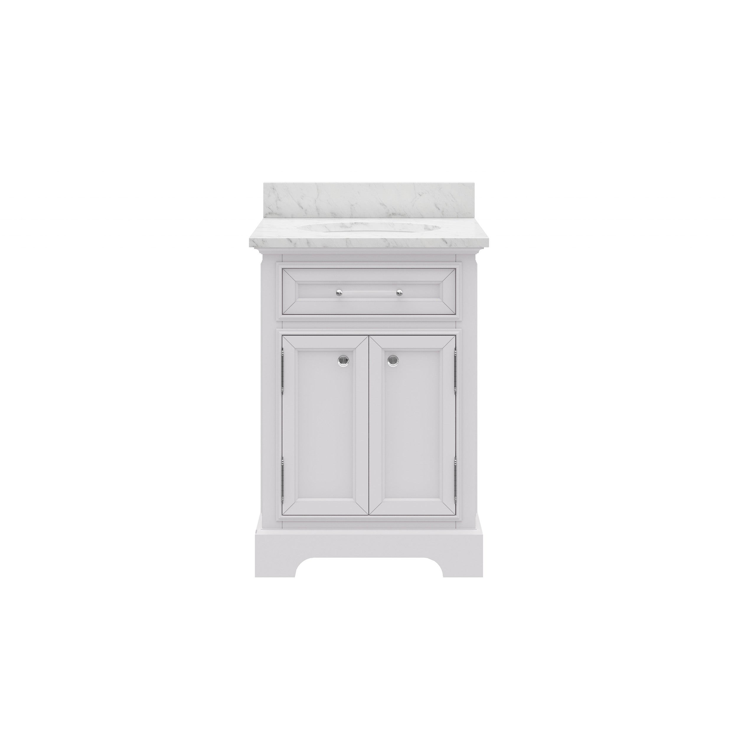 Kingston Luxe DE24CW01PW - 24 in. x 22 in. Bathroom Vanity Marble Top and White Basin, White