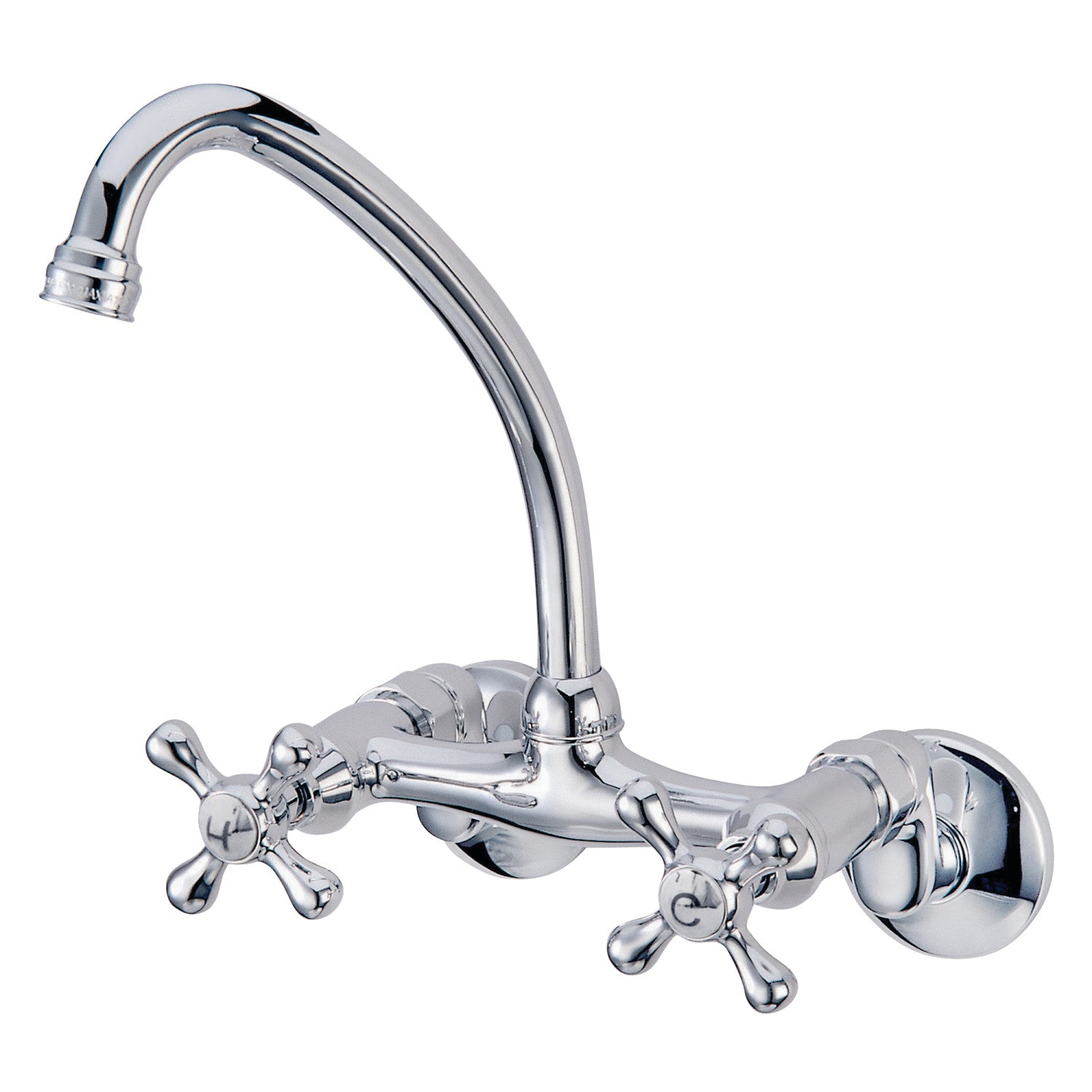 Kingston Heirloom KS214M - Robinet de cuisine à deux poignées 2 trous Wall Mount Bridge, chrome poli