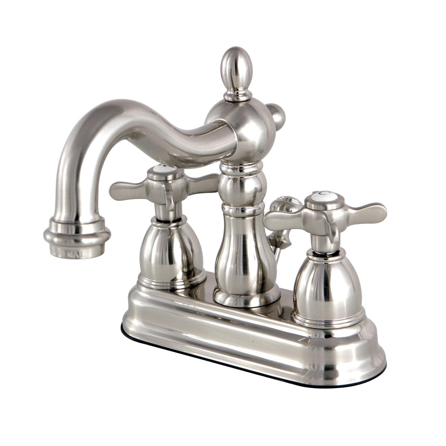 Kingston Heirloom KS1608BEX - Essex Double-Handle 3 trous montage sur plage 4-Inch Centerset Robinet de salle de bains avec laiton à tirette, Nickel brossé
