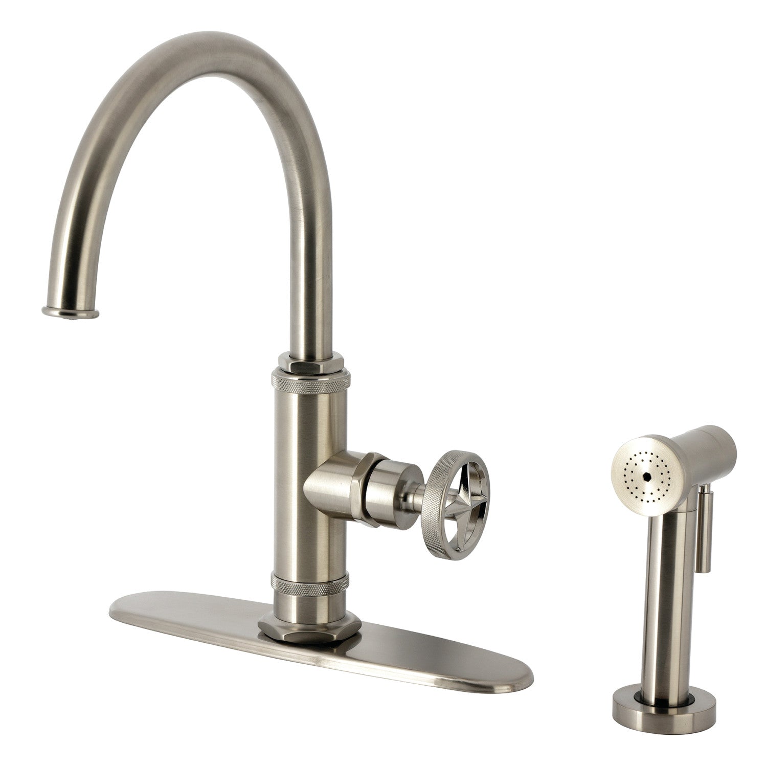 Kingston Sona KSD2438RNX - Robinet de cuisine à une poignée Ostro 2 trous, nickel brossé