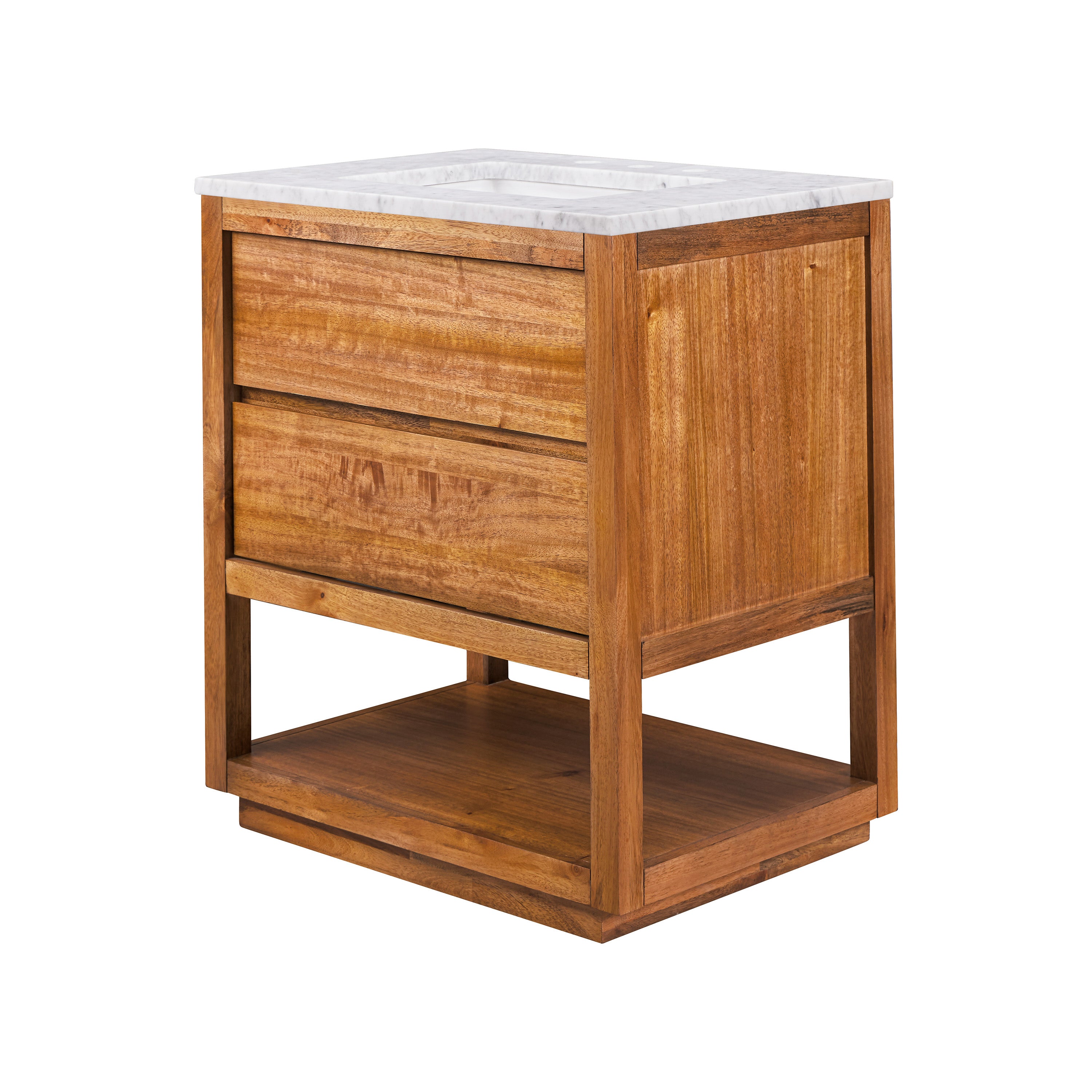 Kingston Luxe OA30CW00MW - 30 in. x 22 in. Bathroom Vanity Single Sink with White Marble Top and White Basin, Mango Wood