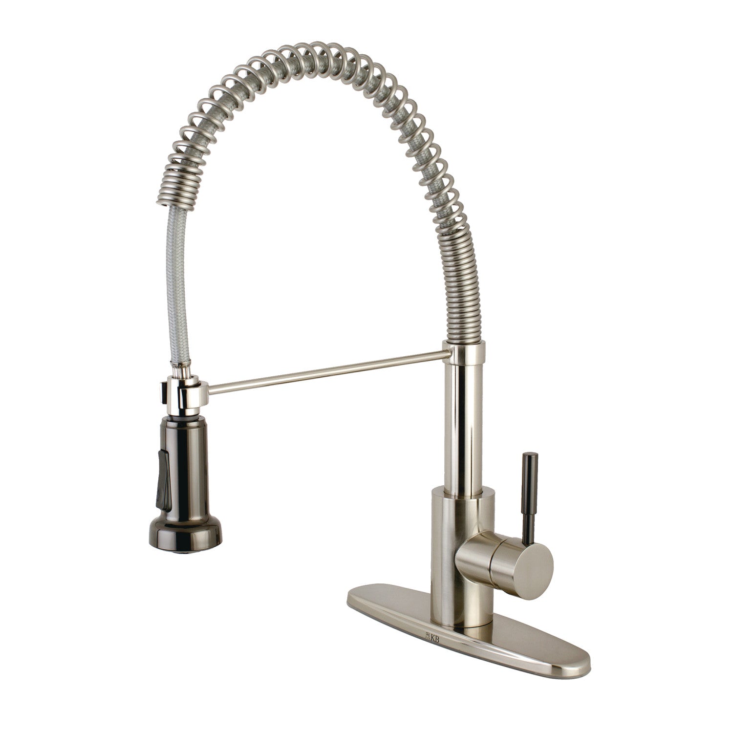 Kingston Sona GSY8888DKL - Robinet de cuisine pré-rinçage Kaiser 1-or-3 trou de montage de pont, nickel brossé / acier inoxydable noir