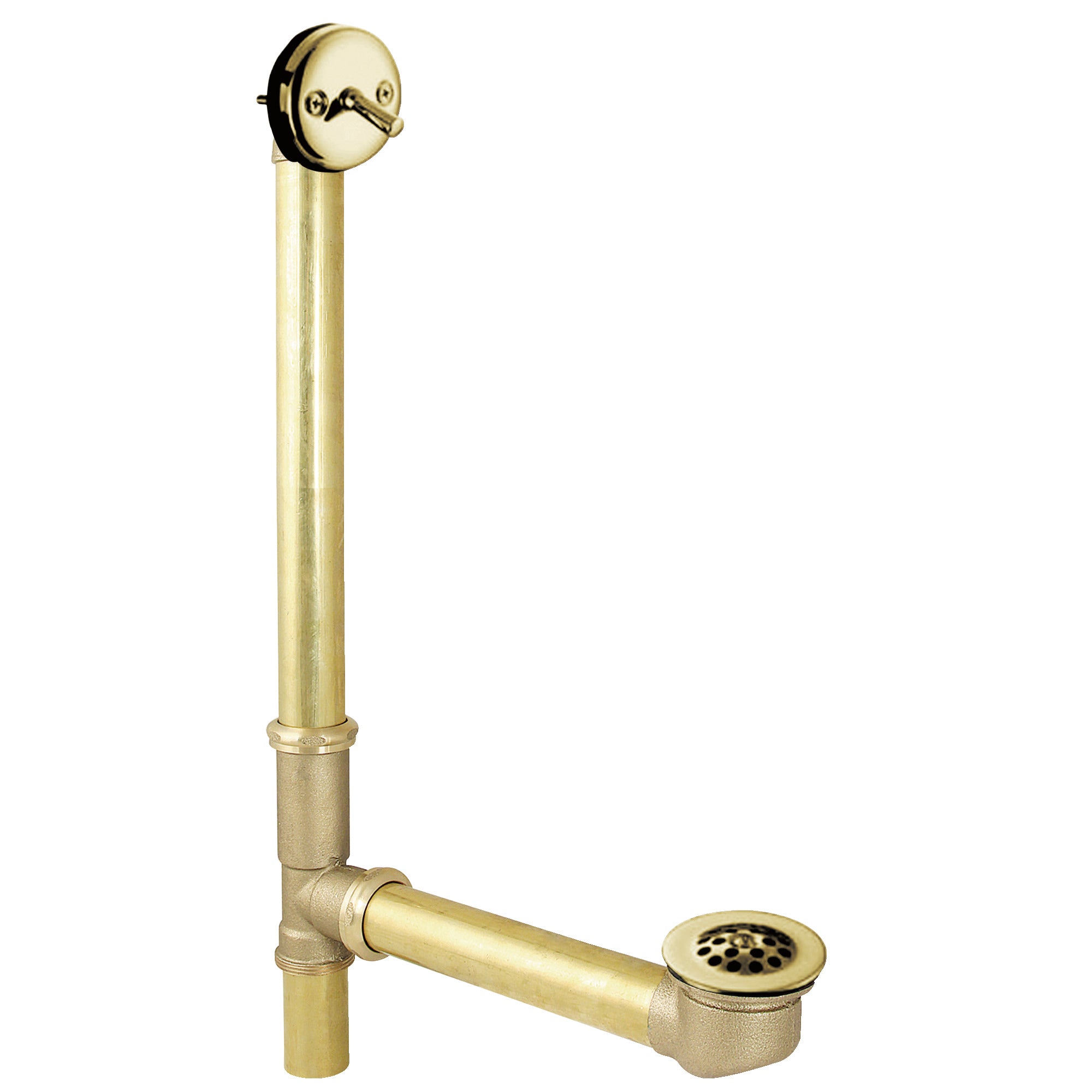 Kingston Tulare DTL1162 - Made To Match 21-Inch Brass Trip Lever Tub Waste and Overflow with Grid Strainer, Polished Brass