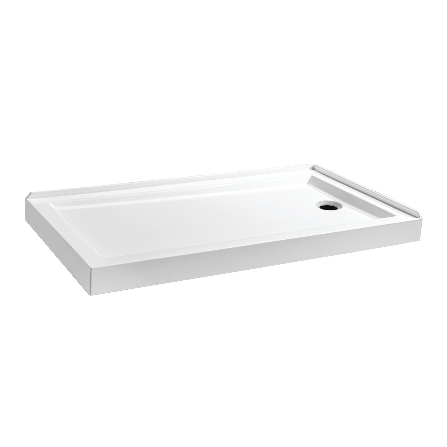 Kingston Tulare VTSB60324R - Aruba 60-Inch x 32-Inch Base de douche acrylique à double seuil avec drain droit, blanc brillant